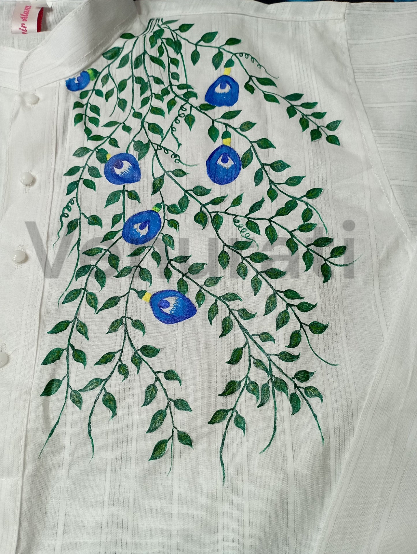 Hand painted Pure Cotton Kurta for Men's, Indian Style Men's Kurta, Handpaint Punjabi for Mens, Gift for Boyfriend