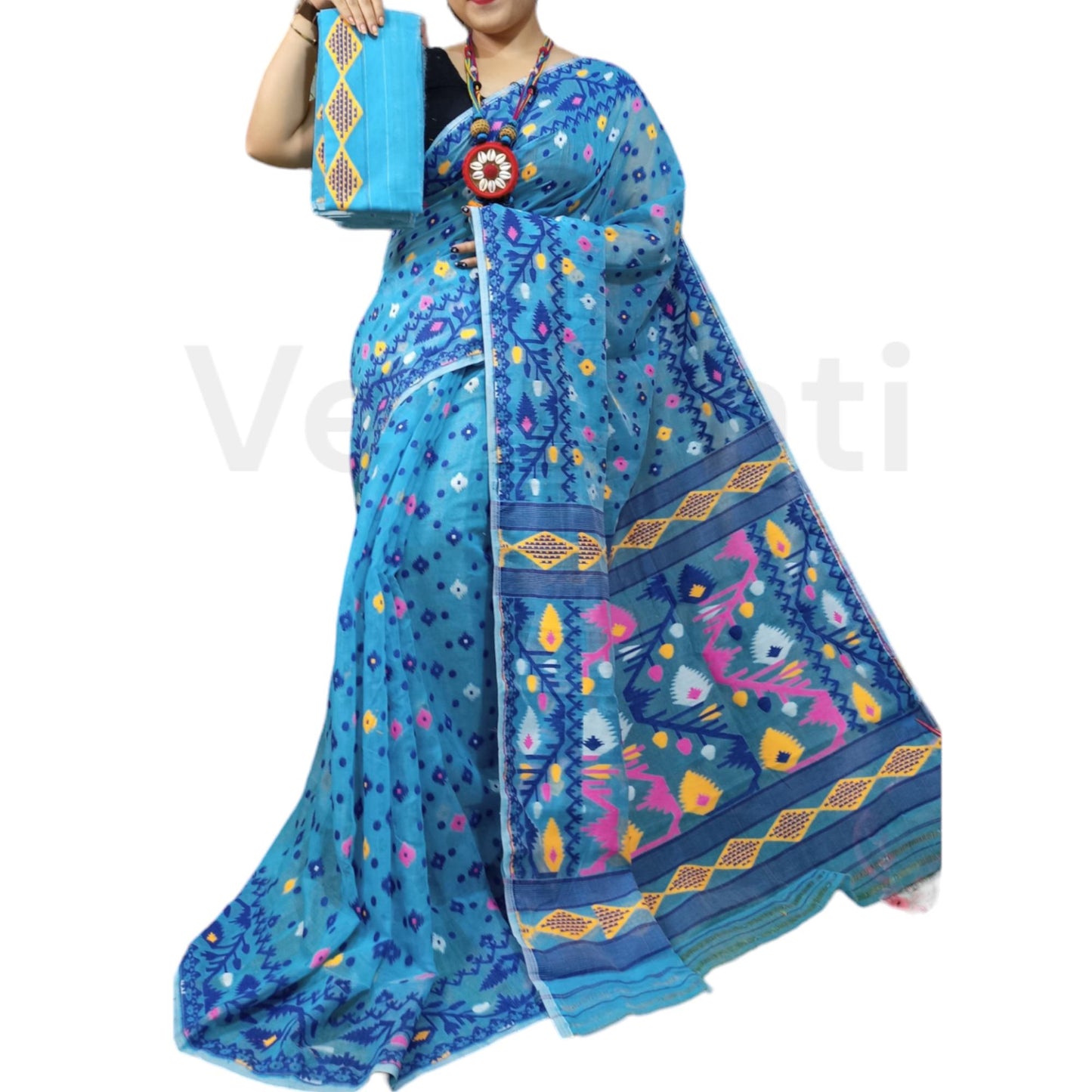 Cotton Soft Jamdani Saree Rich Texture And Work All Over Jamdani Work , Soft Dhakai Jamdani Saree Authentic Soft Jamdani Sari With B.P
