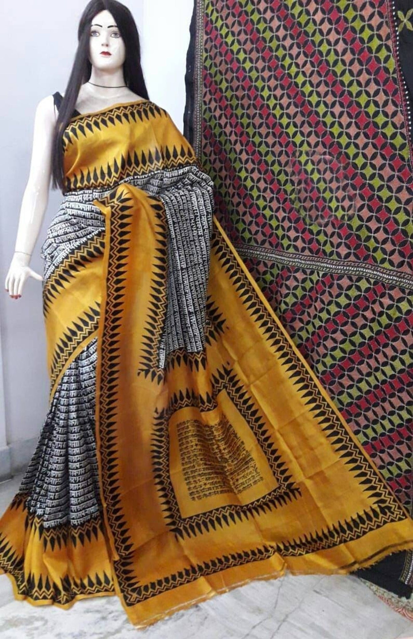 Authentic Murshidabad Silk Saree Designer Block Print Pure Handloom Soft Murshidabadi Silk Sari With Blouse Piece | Gift For Anniversary
