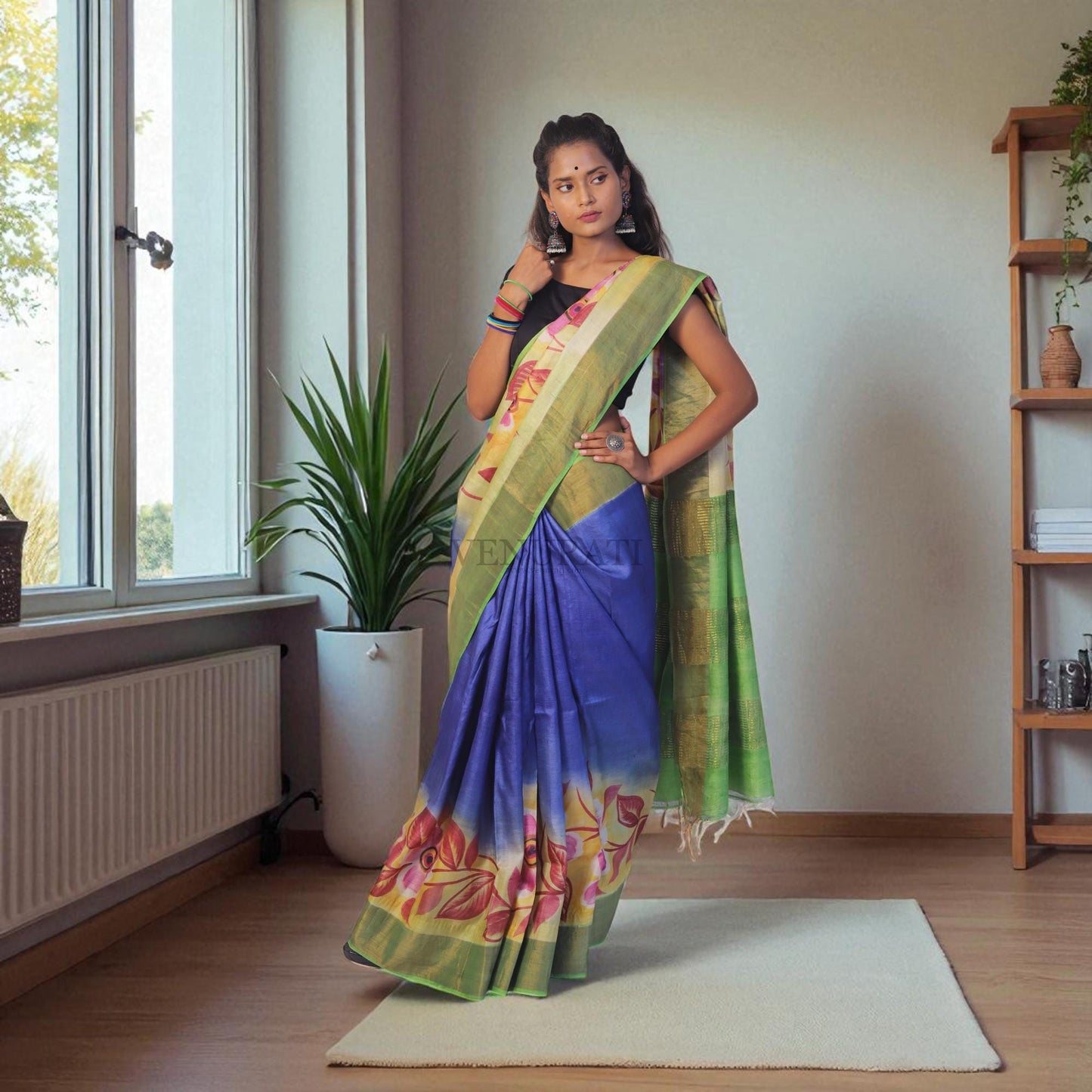 Silk Saree With Blouse Piece, Authentic Zari Tussar Silk Saree with Silk mark Certificate, Hand Paint Silk Saree, Tassar Silk Sari for Women