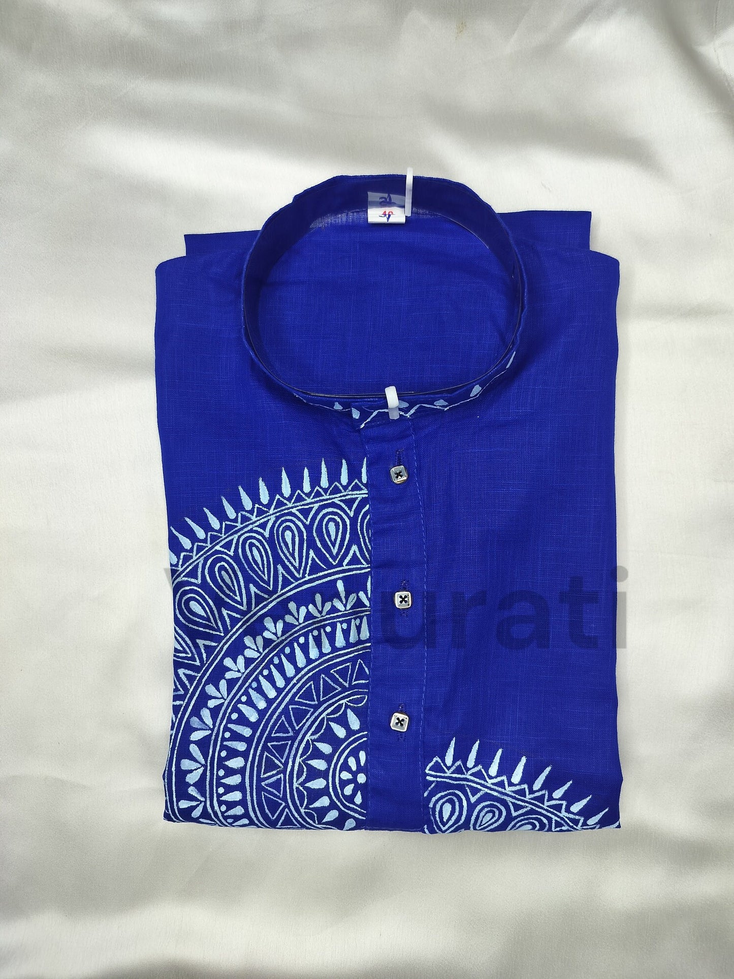 Hand painted Pure Cotton Kurta for Men's, Indian Style Men's Kurta, Handpaint Punjabi for Men's, Gift for Husband