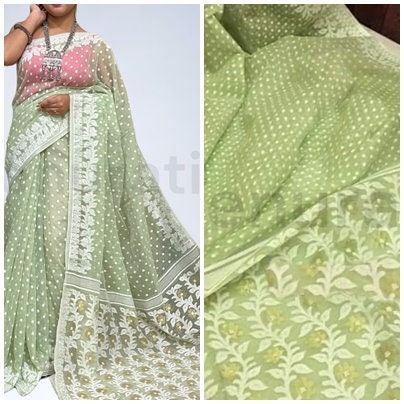 Bengals Dhakai Jamdani Saree Soft Jamdani Saree Comfortable Rich Work Handloom Jamdani Sari Gift for Durgapuja Diwali Anniversary