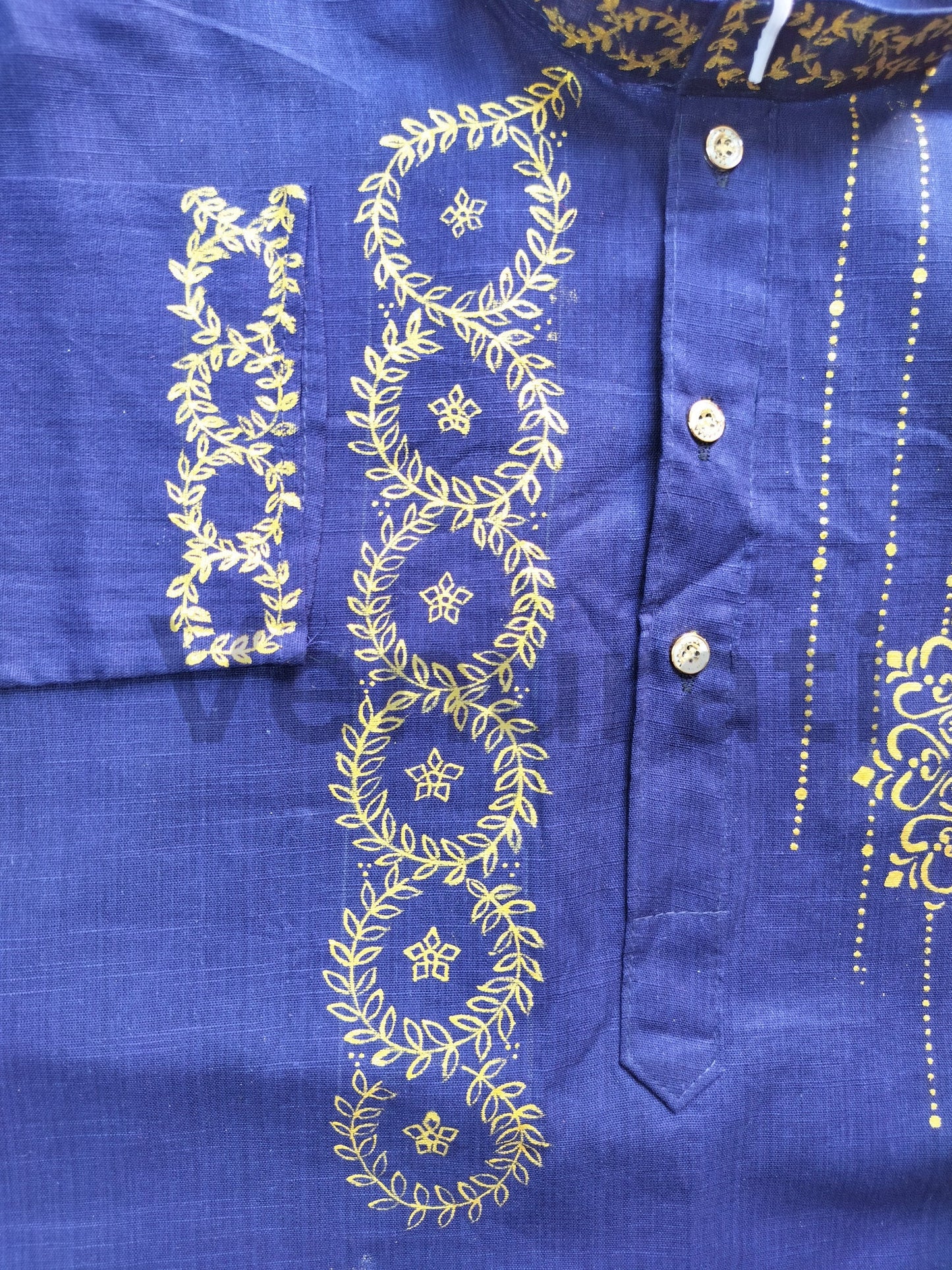 Hand painted Pure Cotton Kurta for Men's, Indian Style Men's Kurta, Handpaint Punjabi for Men's, Anniversary Gift