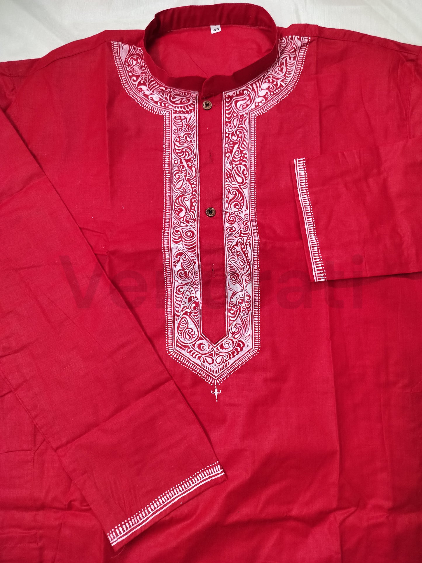 Hand painted Pure Cotton Kurta for Men's, Indian Style Men's Kurta, Handpaint Punjabi for Men's, Gift For Him