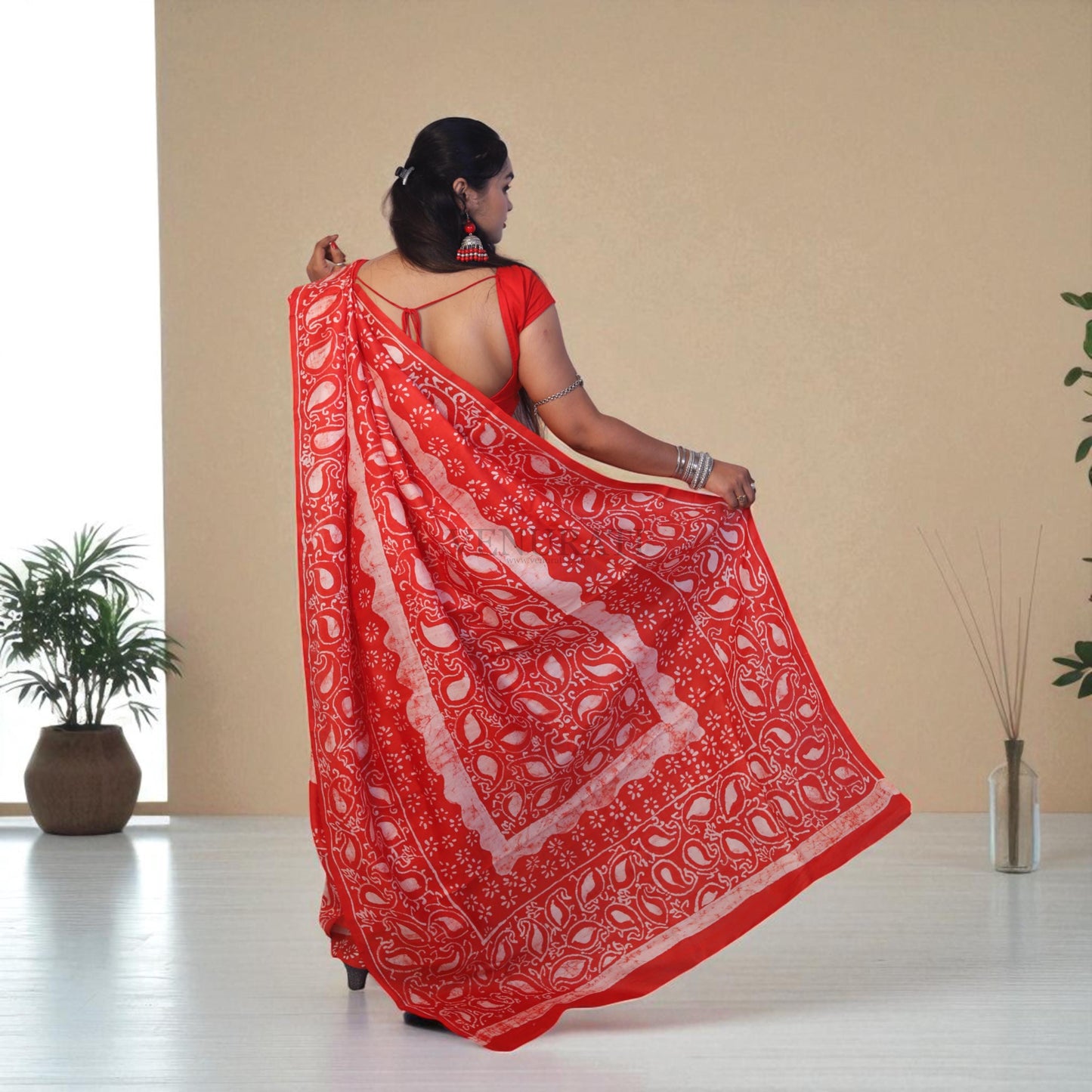 Pure Silk Saree With Blouse Piece, Authentic Murshidabad Silk Saree with Silk mark Tag, Batik Paint Silk Saree, Handmade Silk Sari for Women