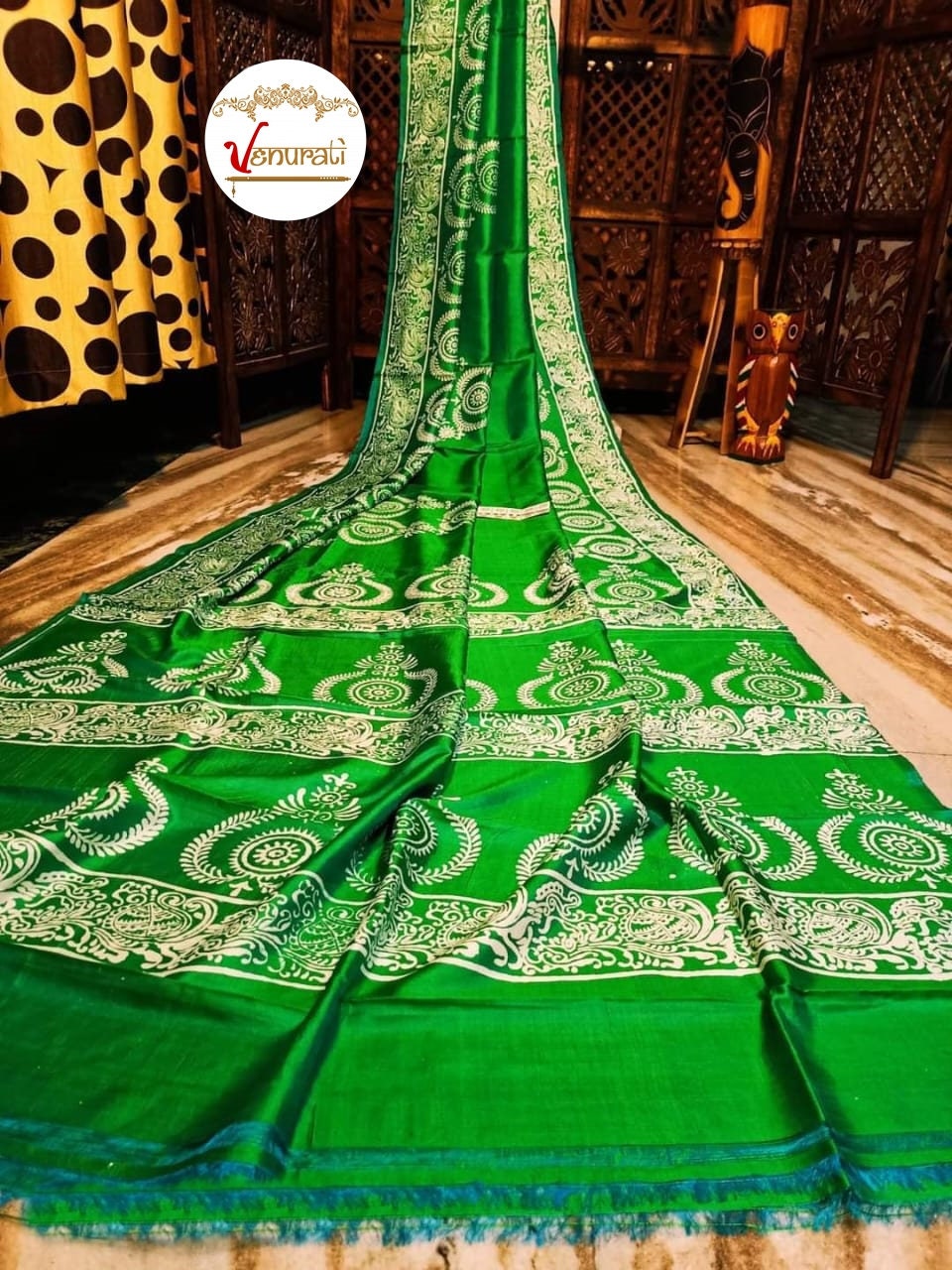 Authentic Bishnupuri Silk Saree Block Print Dual Tone Katan Silk Saree With Silk Mark Silk Saree With Blouse Piece