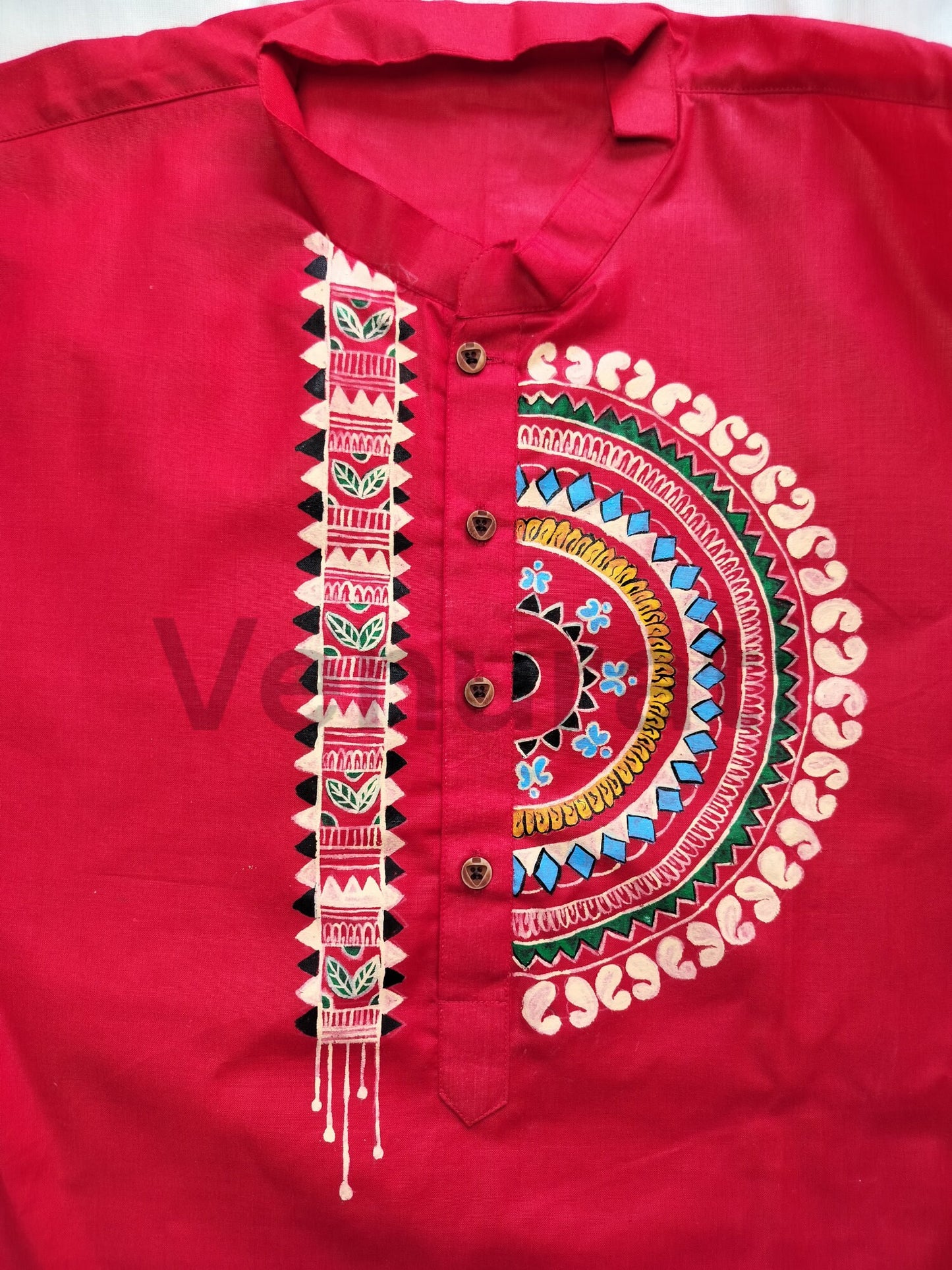 Hand painted Pure Cotton Kurta for Men's, Indian Style Men's Kurta, Handpaint Punjabi for Men's, Anniversary Gift