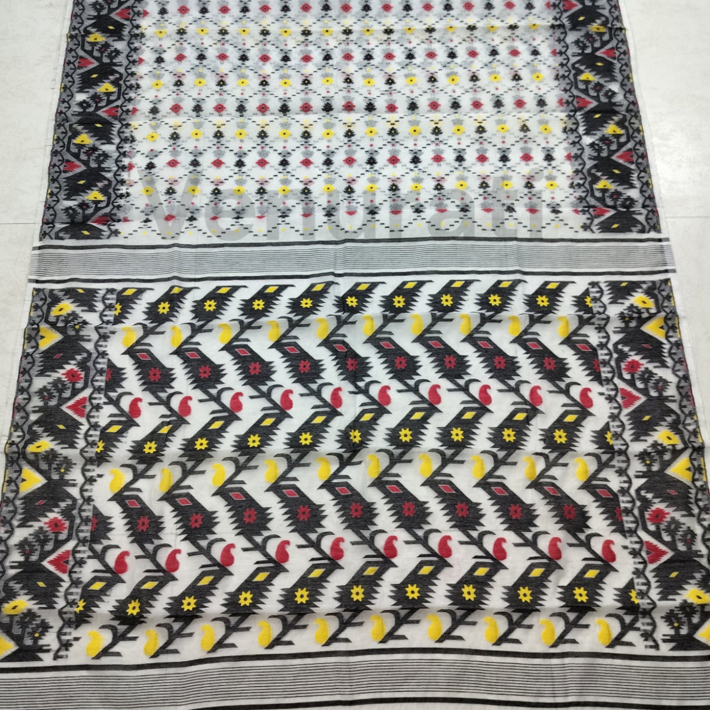 Dhakai Jamdani Saree - Handwoven Jamdani Saree, Soft Cotton Saree, Soft Jamdani Sari for Women