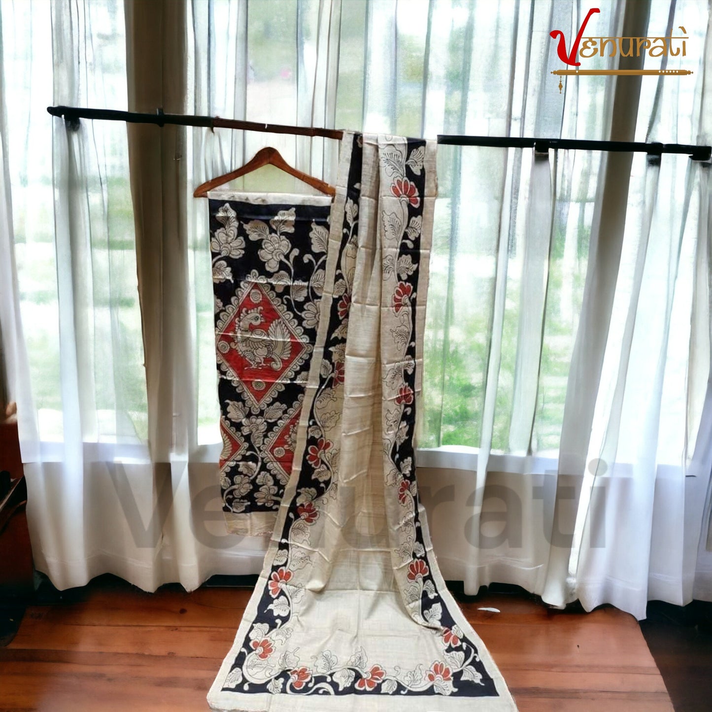 Authentic Kalamkari Design Salwar Suit Piece Set With SILK MARK Designer Bollywood Kurtis by VENURATI