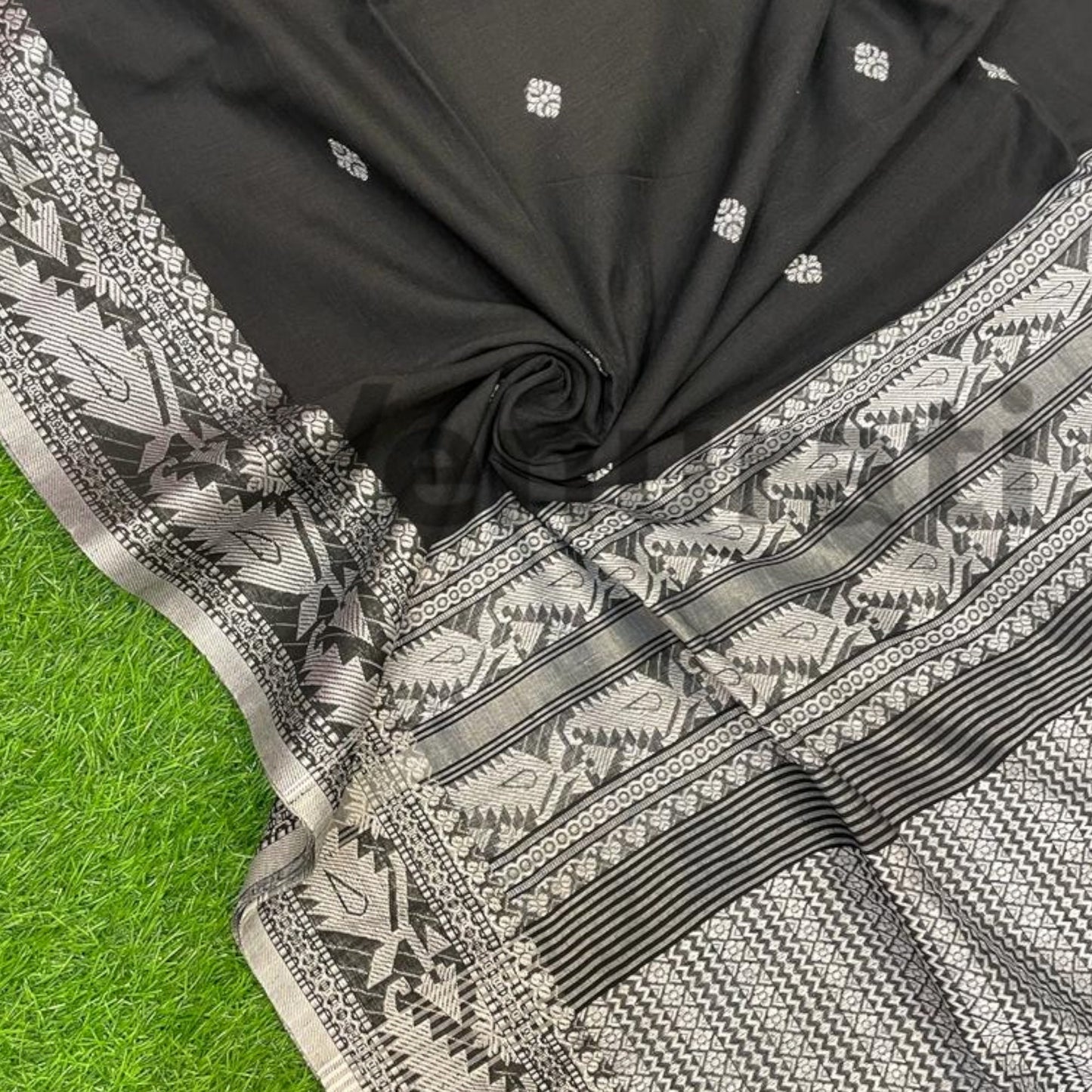 Exquisite Cotton Khadi Karat Border Jamdani Saree Pure Khadi Cotton Jamdani Saree Anniversary Gift Birthday Gift for Indian Wife