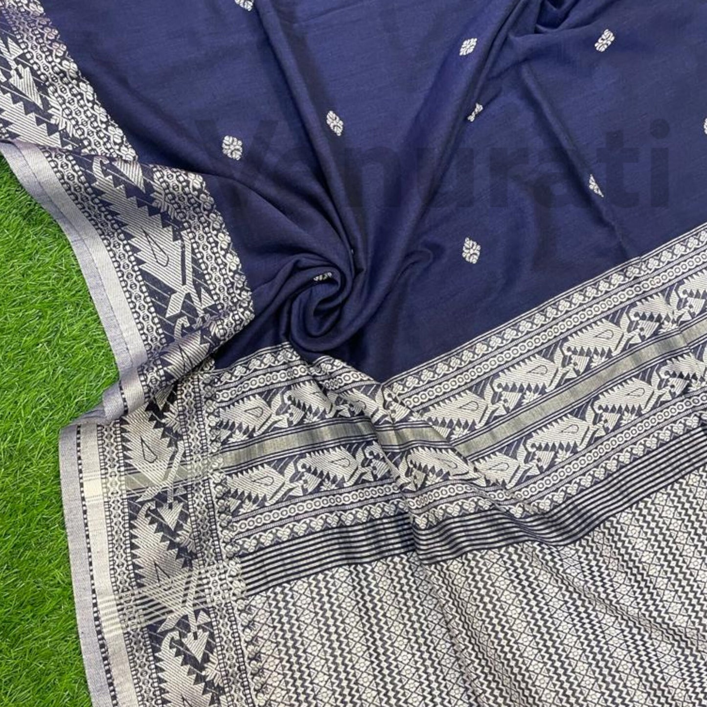 Exquisite Cotton Khadi Karat Border Jamdani Saree Pure Khadi Cotton Jamdani Saree Anniversary Gift Birthday Gift for Indian Wife