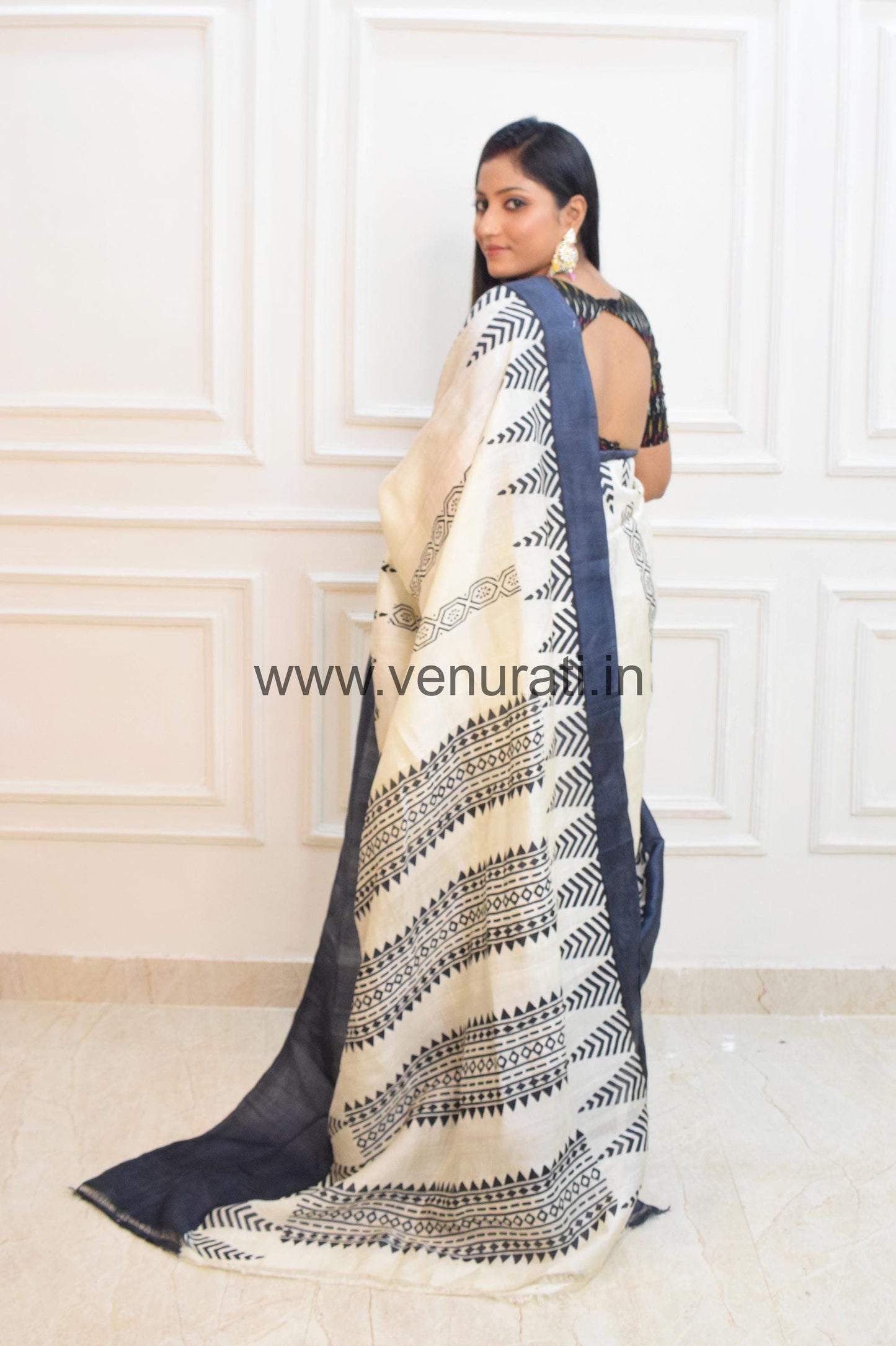 Elegant Pure Silk Saree with Blouse Piece, Block Print Murshidabad Silk Saree with Silk Mark, Traditional Saree Gift for Women