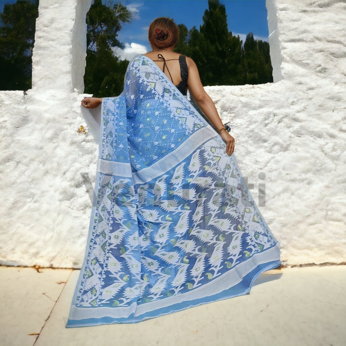 Dhakai Jamdani Saree - Handwoven Elegance from Bengal, Pure Jamdani Work Cotton Saree Regular Wear Saree Gift For Mom