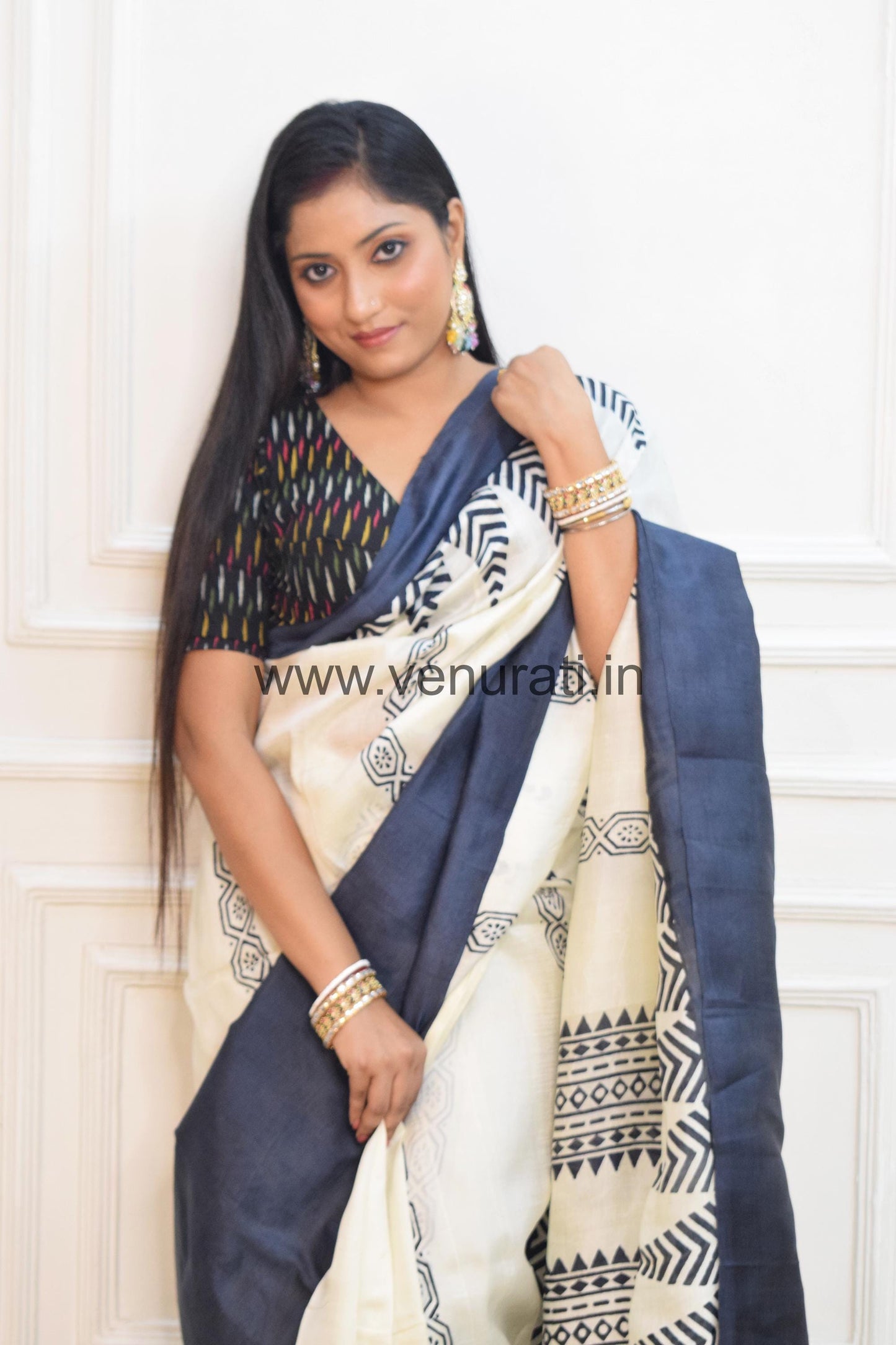 Elegant Pure Silk Saree with Blouse Piece, Block Print Murshidabad Silk Saree with Silk Mark, Traditional Saree Gift for Women