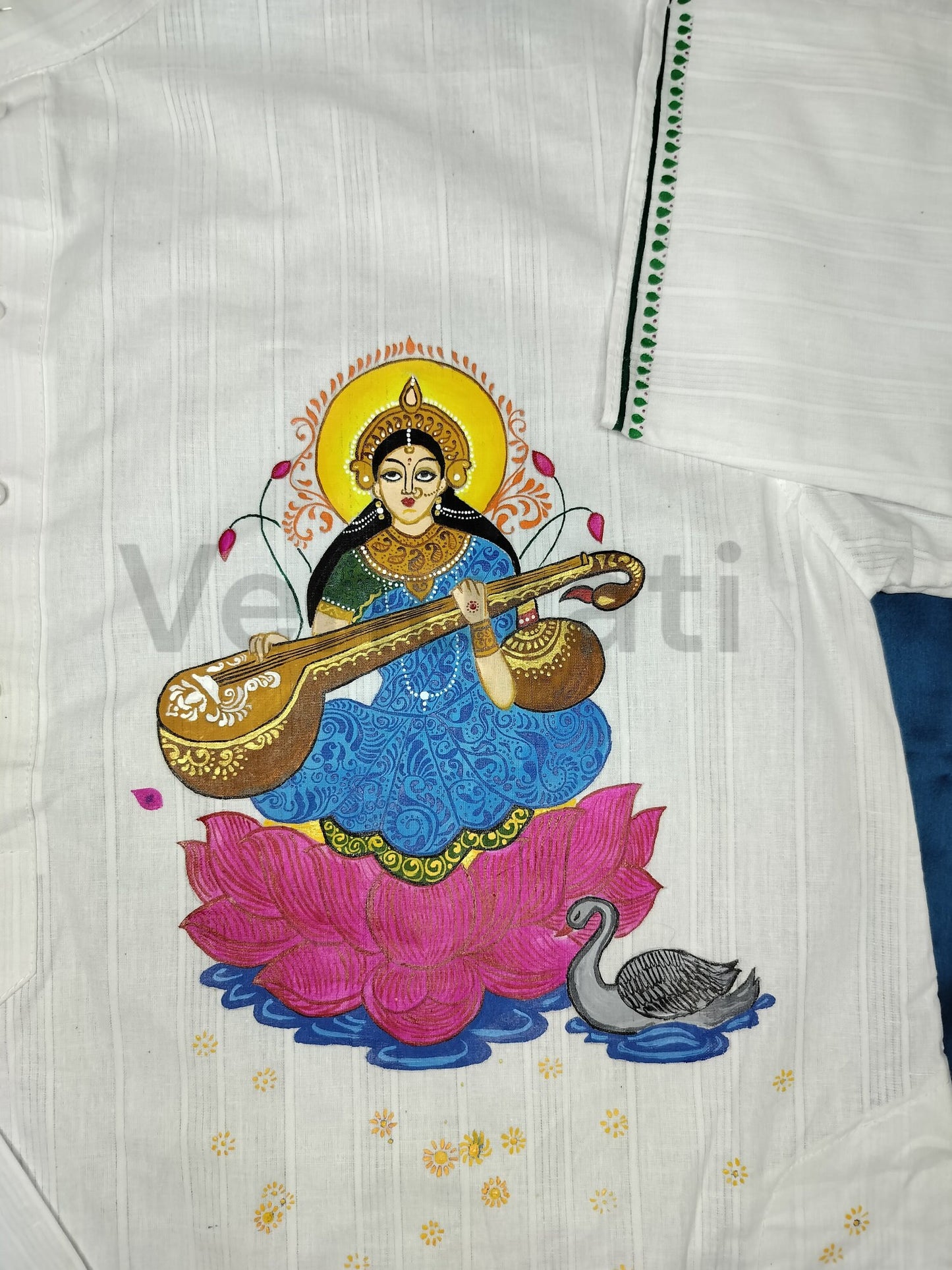 Hand painted Pure Cotton Kurta for Men's, Indian Style Men's Kurta, Handpaint Punjabi for Men's, Gift for Him