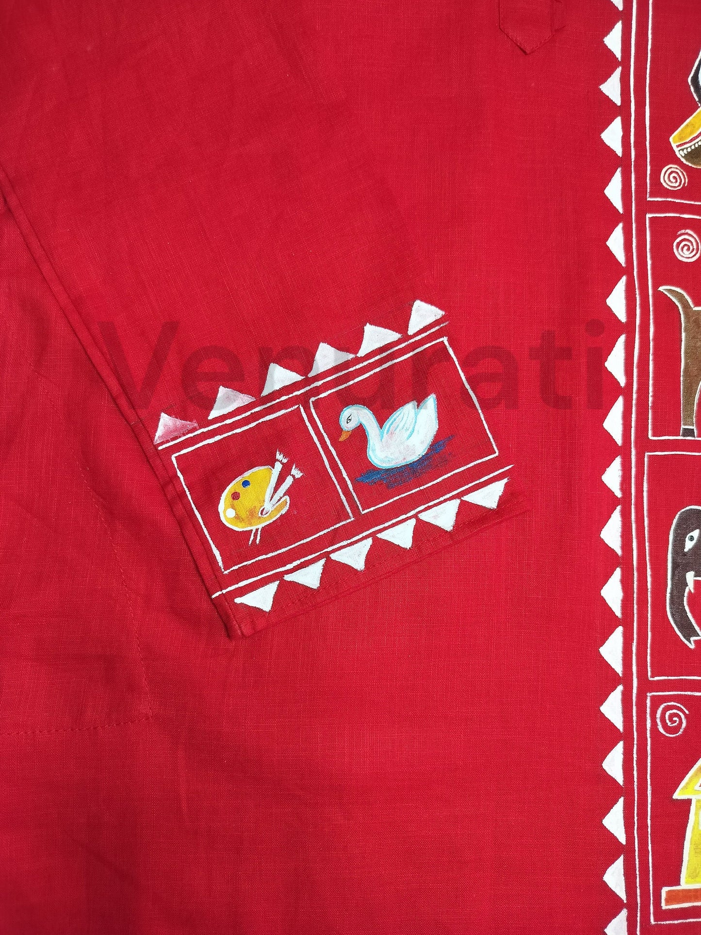 Hand painted Pure Cotton Kurta for Men's, Indian Style Men's Kurta, Handpaint Punjabi for Men's, Gift for Him