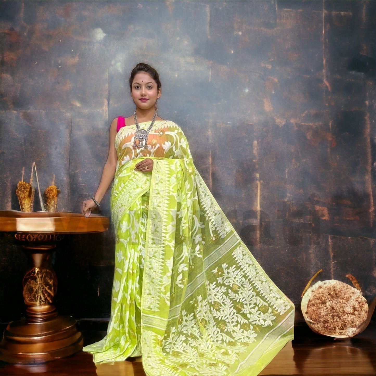 Authentic Dhakai Jamdani Saree Floral Work Jamdani Saree Soft and Comfortable Dhakai Saree Handloom Jamdani Sari from Bengal