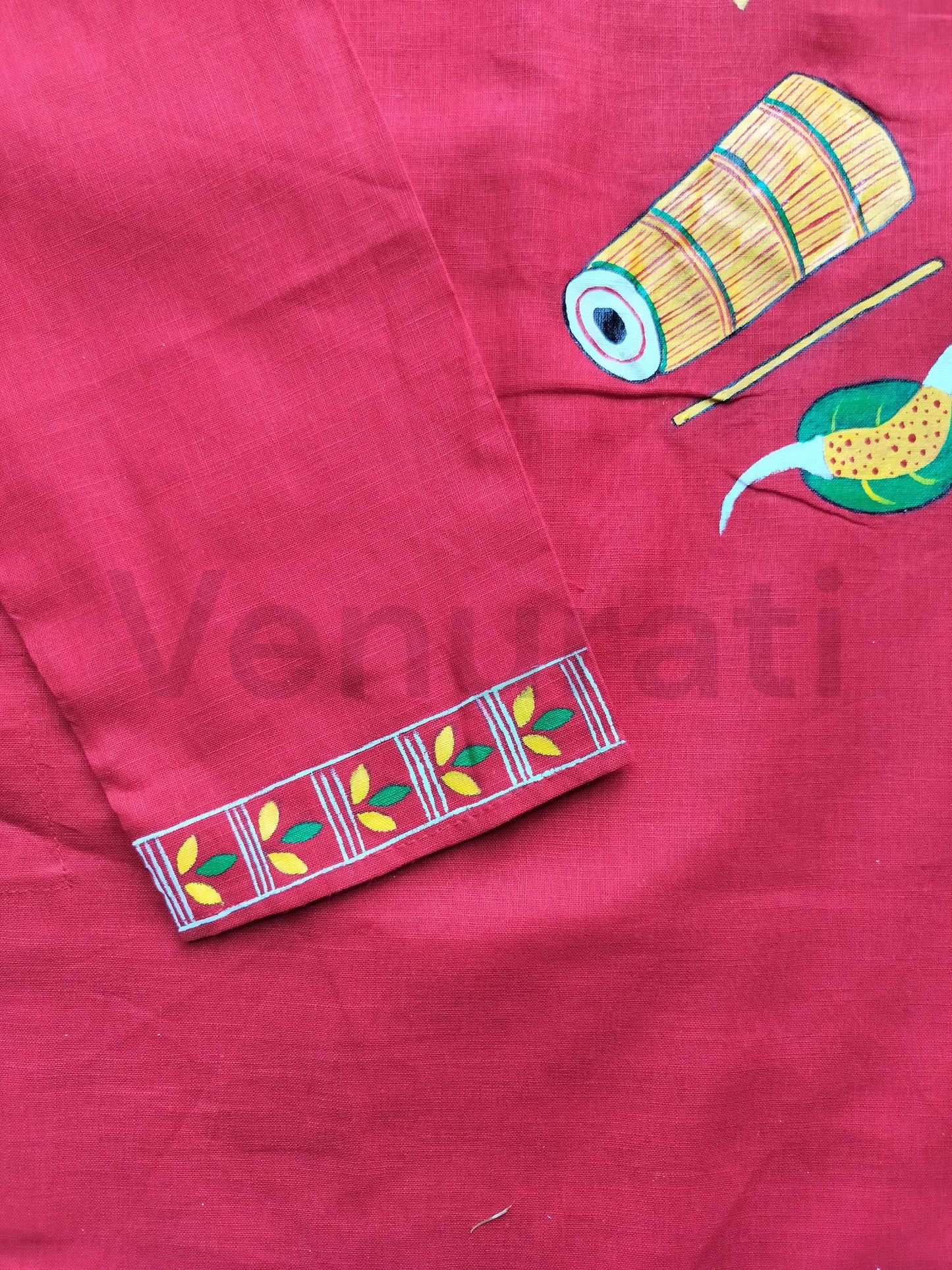 Hand painted Pure Cotton Kurta for Men's, Indian Style Men's Kurta, Handpaint Punjabi for Men's, Gift for Him