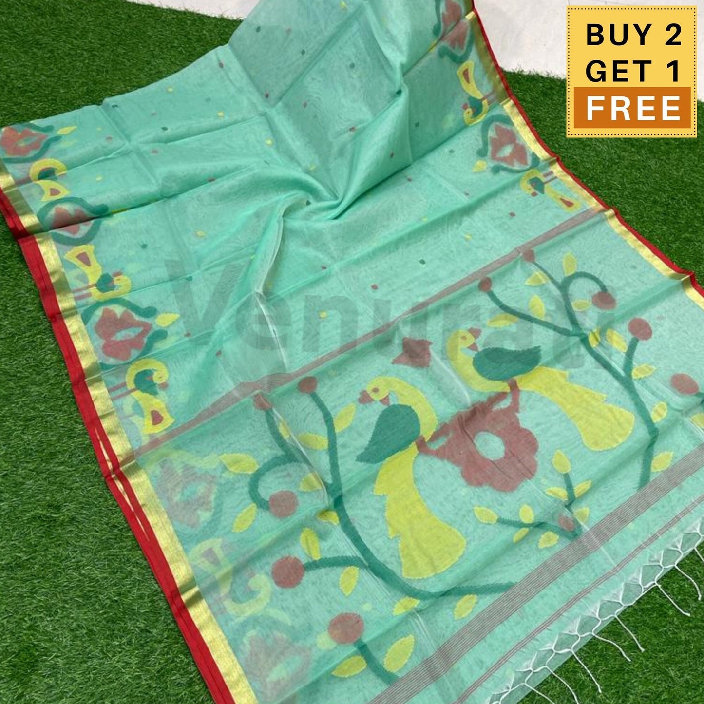 Traditional Bengal Handwoven Maslin Jamdani Saree Resham Jamdani Sarees Zari Artwork Jamdani Sari Muslin Jamdani Sari Gift For Her