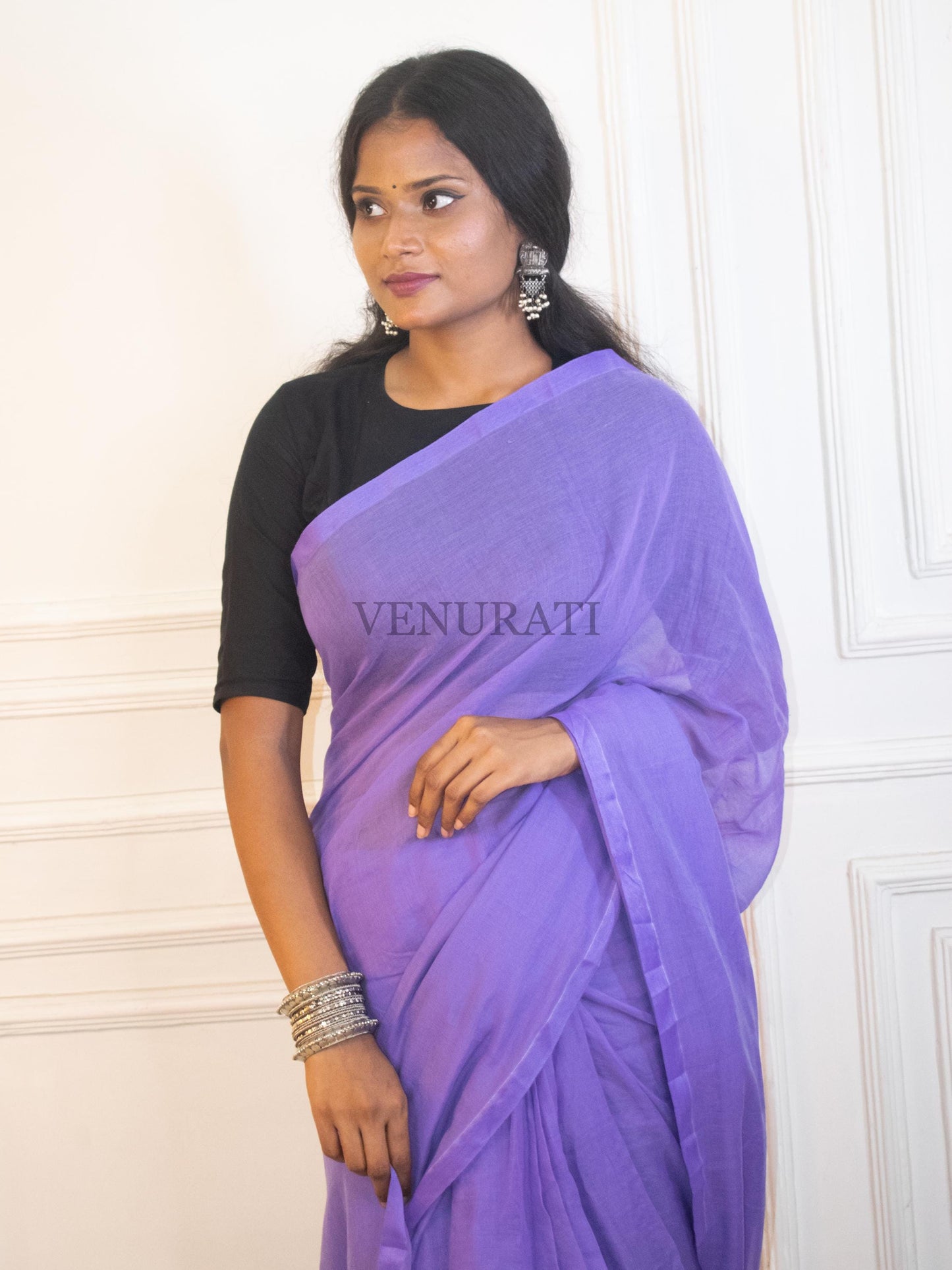 Soft Molmol Cotton Handloom Saree for All Season, Casual Cotton Saree with Tassel, Lavender Color Cotton Saree Gift for Durga Puja Diwali