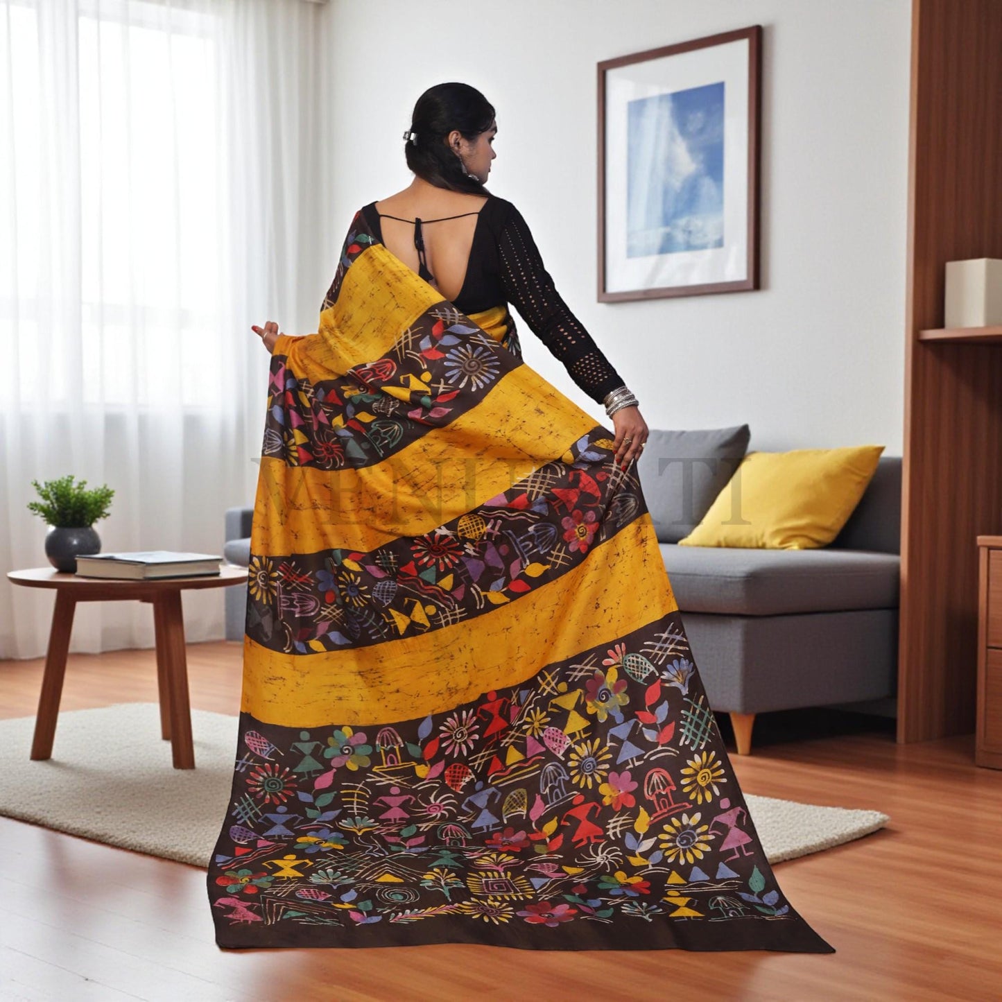 Pure Silk Saree With Blouse Piece, Authentic Murshidabad Silk Saree with Silk mark Tag, Batik Paint Silk Saree, Handmade Silk Sari for Women