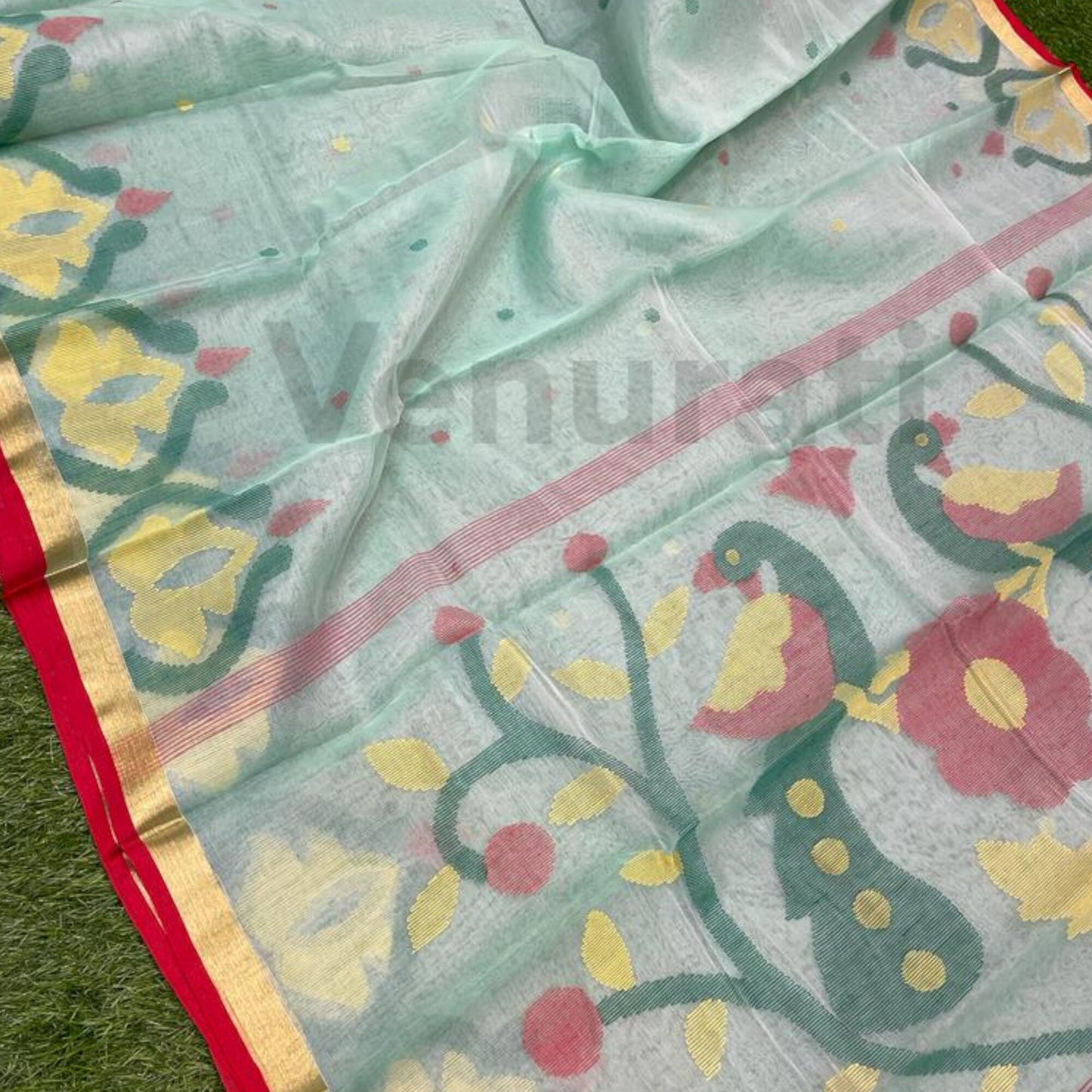 Traditional Bengal Handwoven Maslin Jamdani Saree Resham Jamdani Sarees Zari Artwork Jamdani Sari Muslin Jamdani Sari Gift For Her