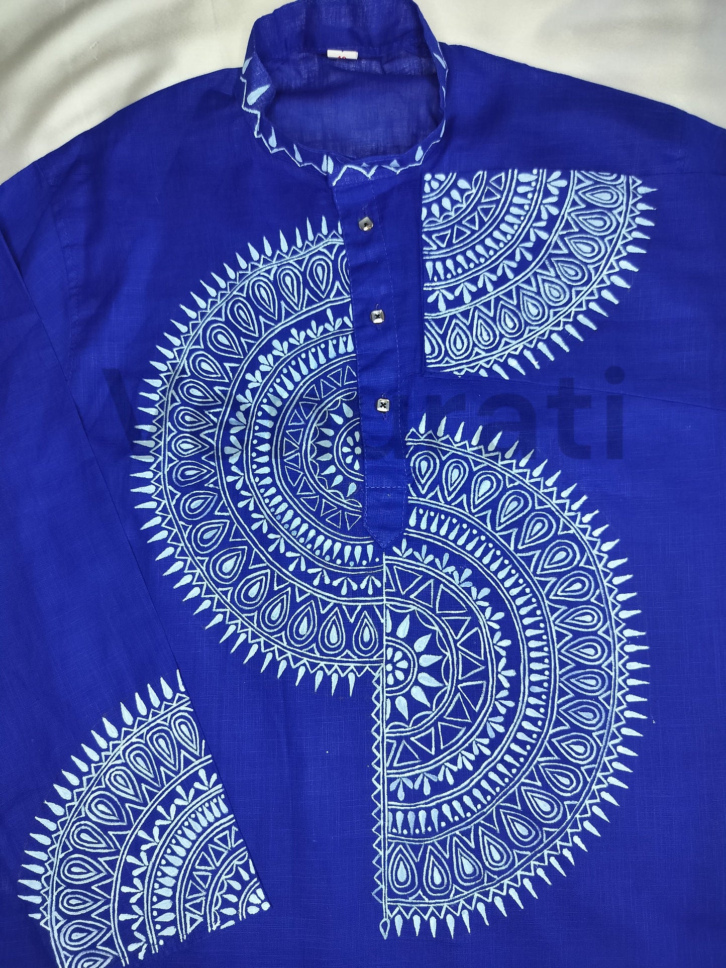 Hand painted Pure Cotton Kurta for Men's, Indian Style Men's Kurta, Handpaint Punjabi for Men's, Gift for Husband