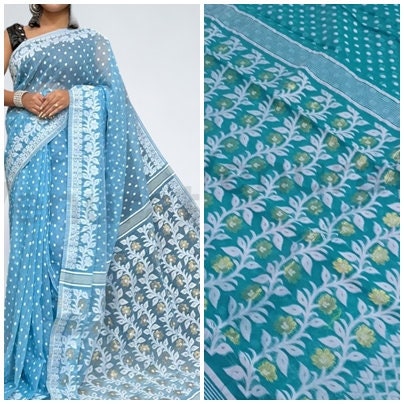 Bengals Dhakai Jamdani Saree Soft Jamdani Saree Comfortable Rich Work Handloom Jamdani Sari Gift for Durgapuja Diwali Anniversary