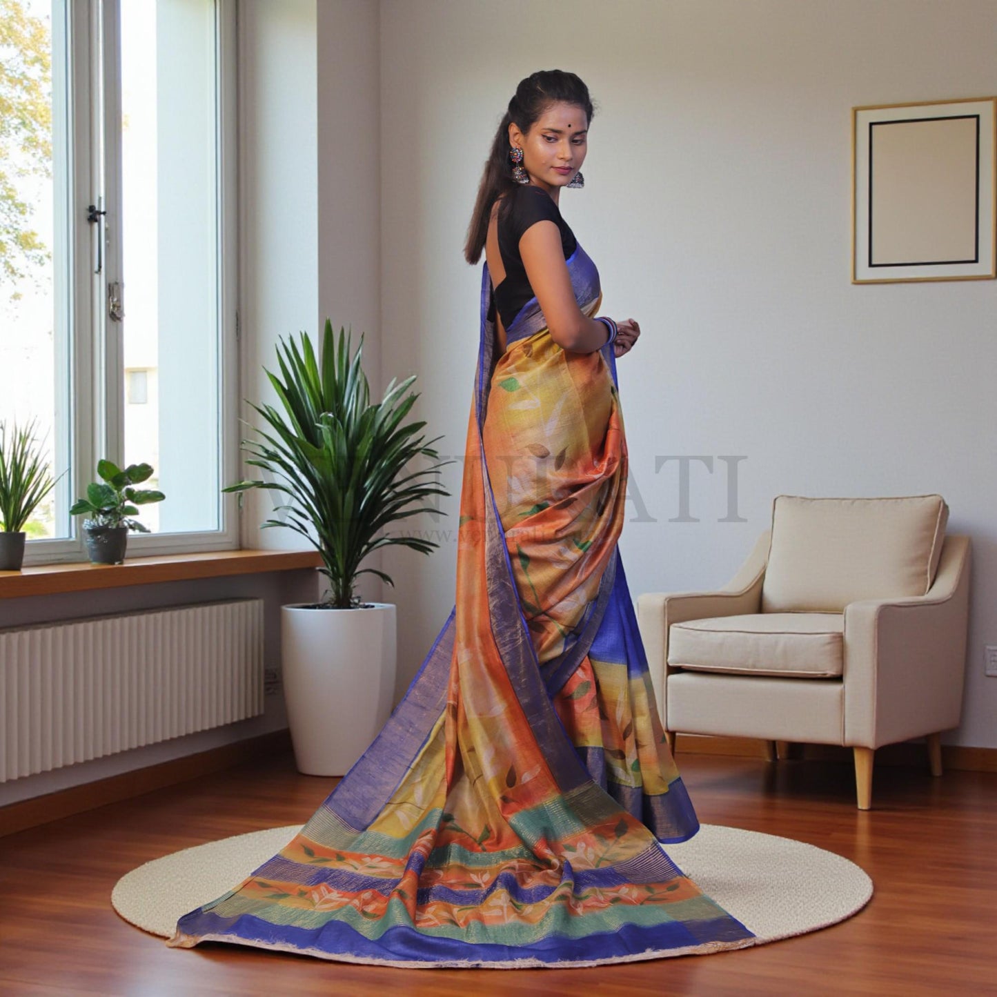 Pure Silk Saree With Blouse Piece, Authentic Zari Tussar Silk Saree with Silk mark, Hand Paint Silk Saree, Tassar Silk Sari for Women