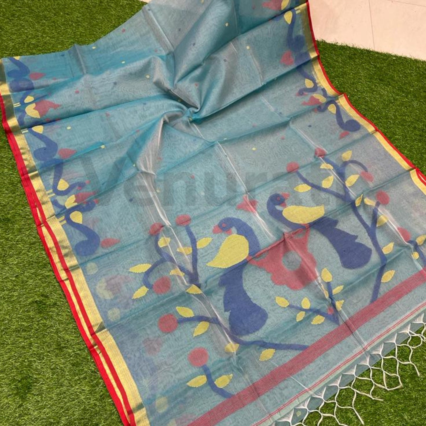 Traditional Bengal Handwoven Maslin Jamdani Saree Resham Jamdani Sarees Zari Artwork Jamdani Sari Muslin Jamdani Sari Gift For Her