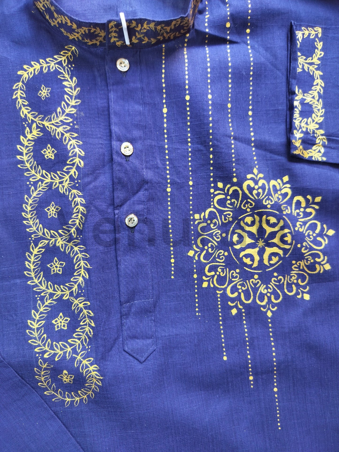 Hand painted Pure Cotton Kurta for Men's, Indian Style Men's Kurta, Handpaint Punjabi for Men's, Anniversary Gift