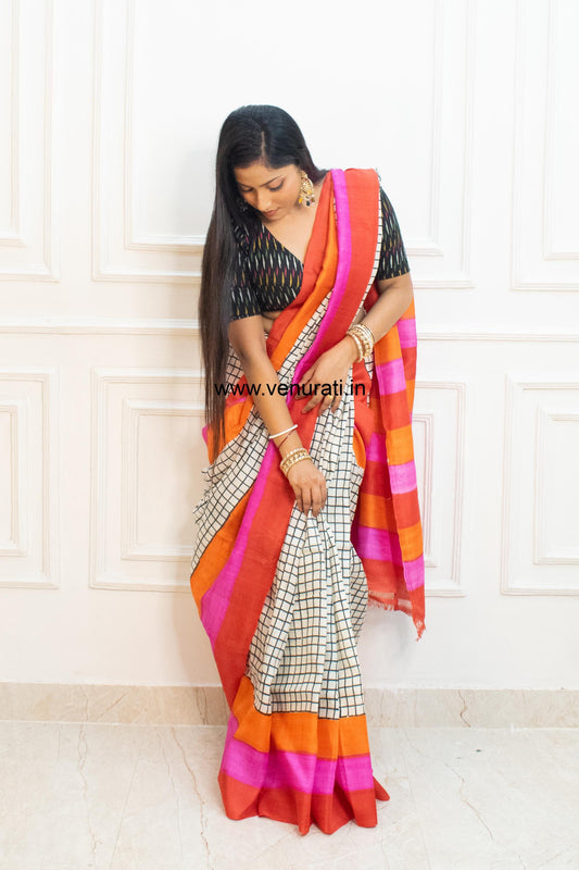 Pure Silk Saree, Murshidabad Silk Sari, Block Printed Pure Silk Saree with Silkmark, Authentic Silk Saree with Blouse Piece Diwali Gift
