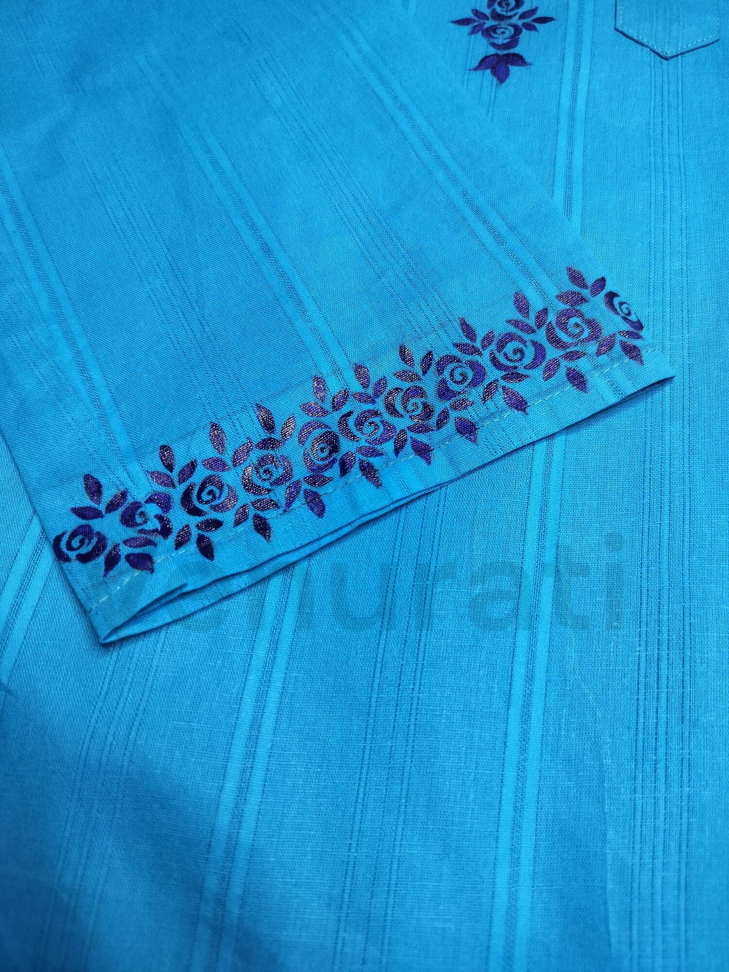 Hand painted Pure Cotton Kurta for Men's, Indian Style Men's Kurta, Handpaint Punjabi for Men's, Gift For Husband