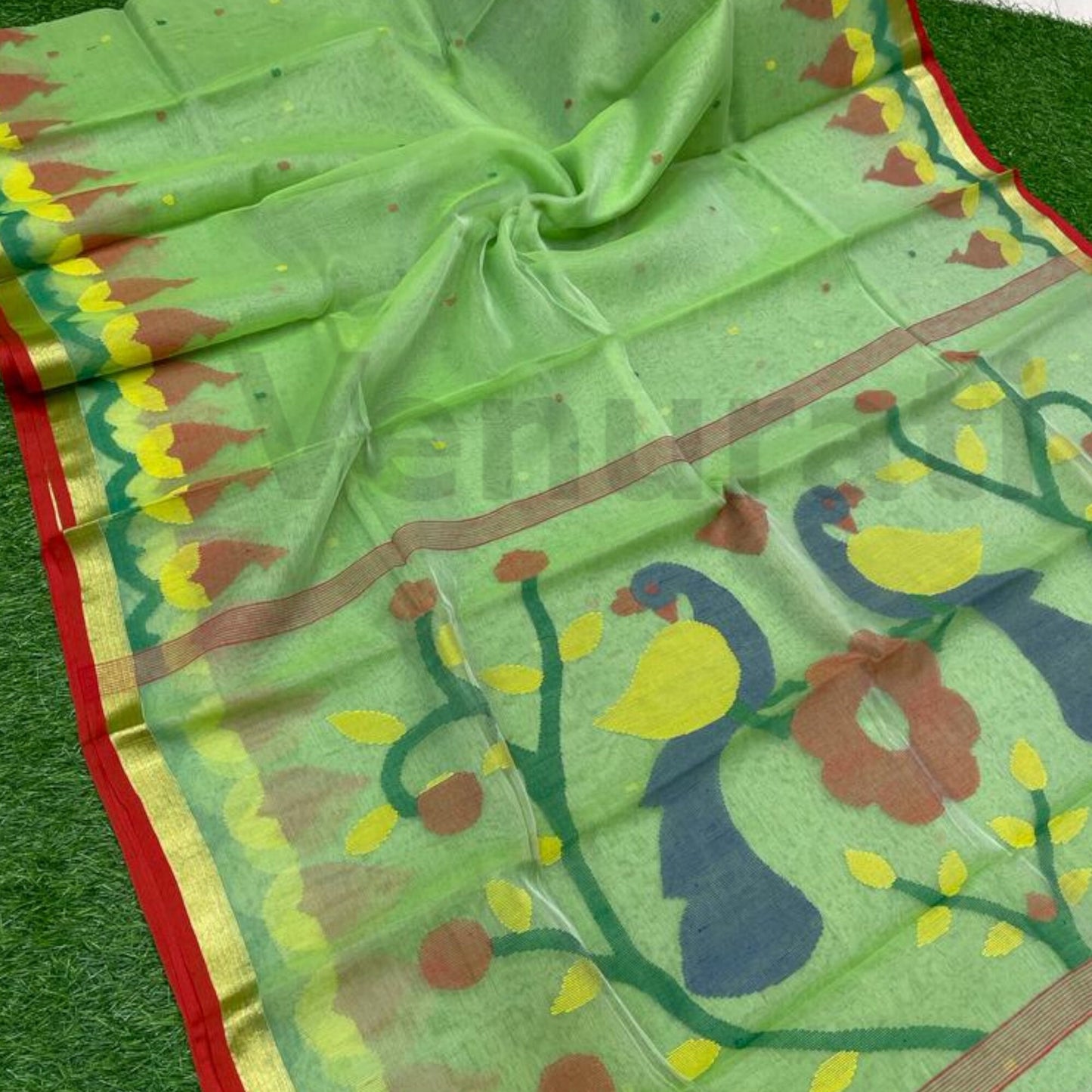 Traditional Bengal Handwoven Maslin Jamdani Saree Resham Jamdani Sarees Zari Artwork Jamdani Sari Muslin Jamdani Sari Gift For Her