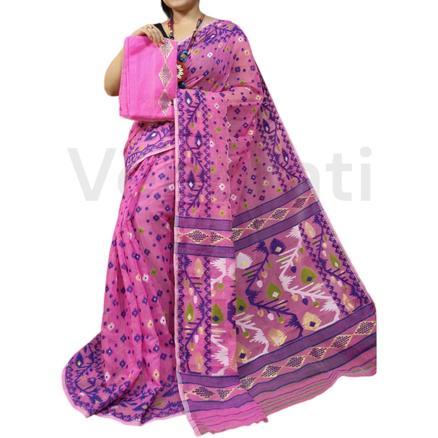 Cotton Soft Jamdani Saree Rich Texture And Work All Over Jamdani Work , Soft Dhakai Jamdani Saree Authentic Soft Jamdani Sari With B.P
