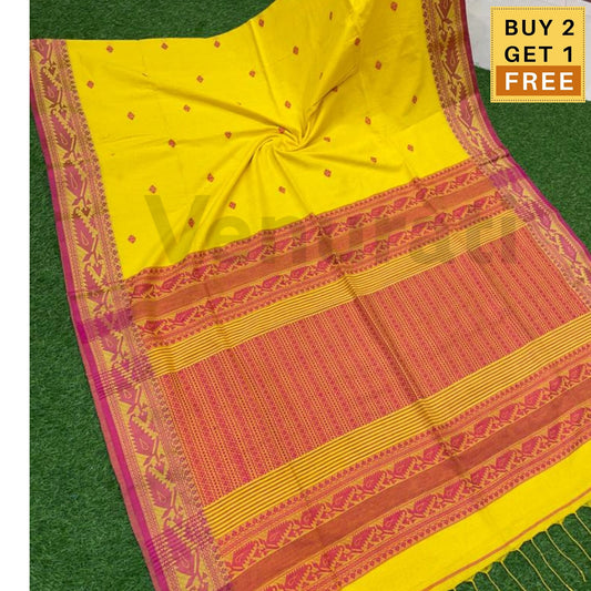 Exquisite Cotton Khadi Karat Border Jamdani Saree Pure Khadi Cotton Jamdani Saree Anniversary Gift Birthday Gift for Indian Wife