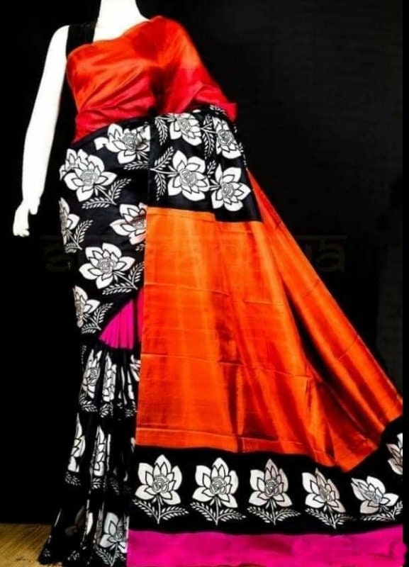 Authentic Murshidabad Silk Saree Designer Block Print Pure Handloom Soft Murshidabadi Silk Sari With Blouse Piece | Gift For Anniversary