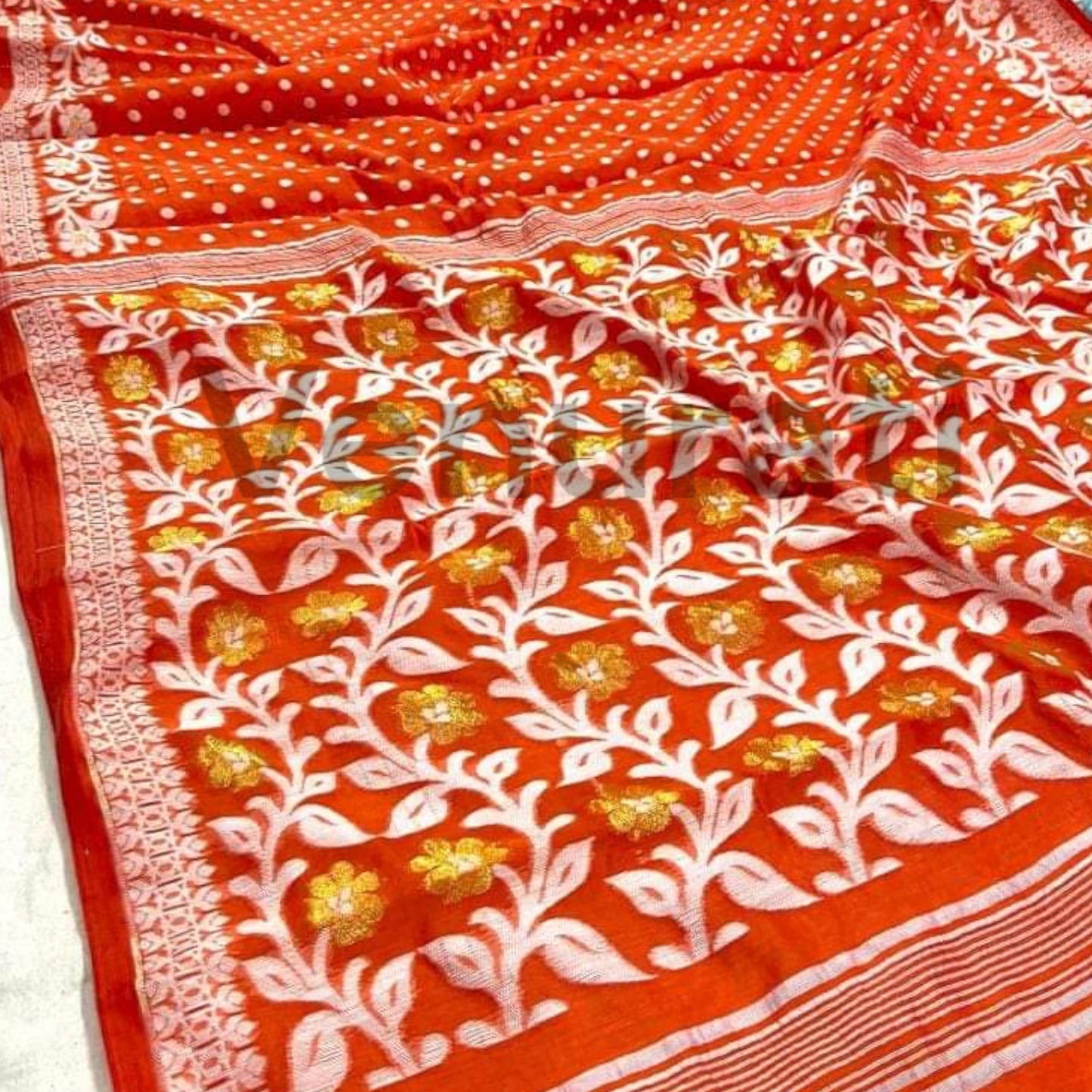 Bengals Dhakai Jamdani Saree Soft Jamdani Saree Comfortable Rich Work Handloom Jamdani Sari Gift for Durgapuja Diwali Anniversary