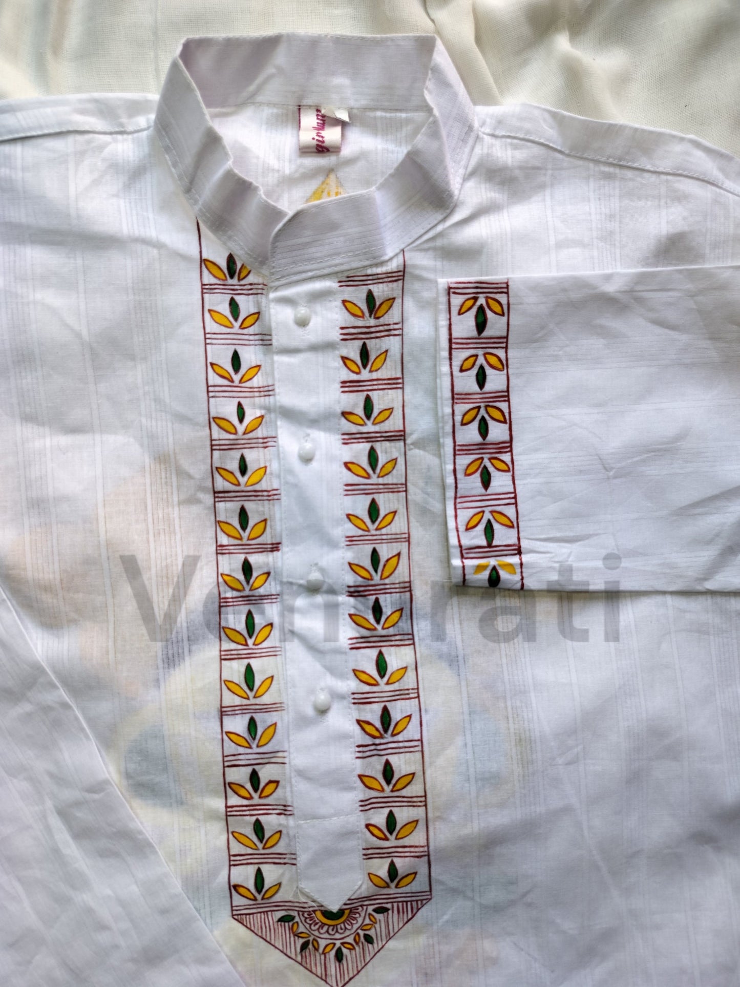Hand painted Pure Cotton Kurta for Men's, Indian Style Men's Kurta, Handpaint Punjabi for Men's, Gift for Boyfriend