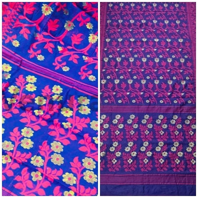 Authentic Dhakai Jamdani Saree Floral Work Jamdani Saree Soft and Comfortable Dhakai Saree Handloom Jamdani Sari from Bengal