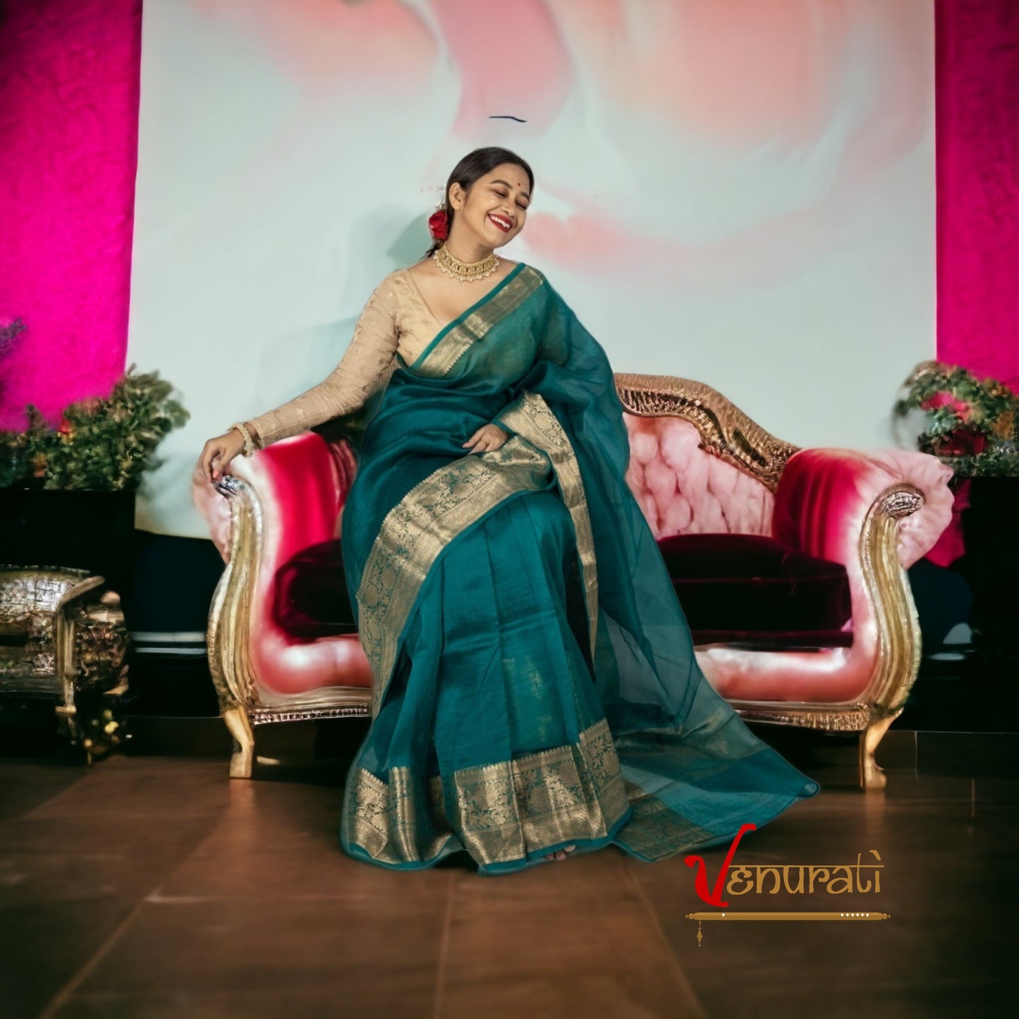 Benarasi Organza Saree, Bollywood Style Party Wear Indian Wedding Saree, Designer Organza Saree, Transparent Saree