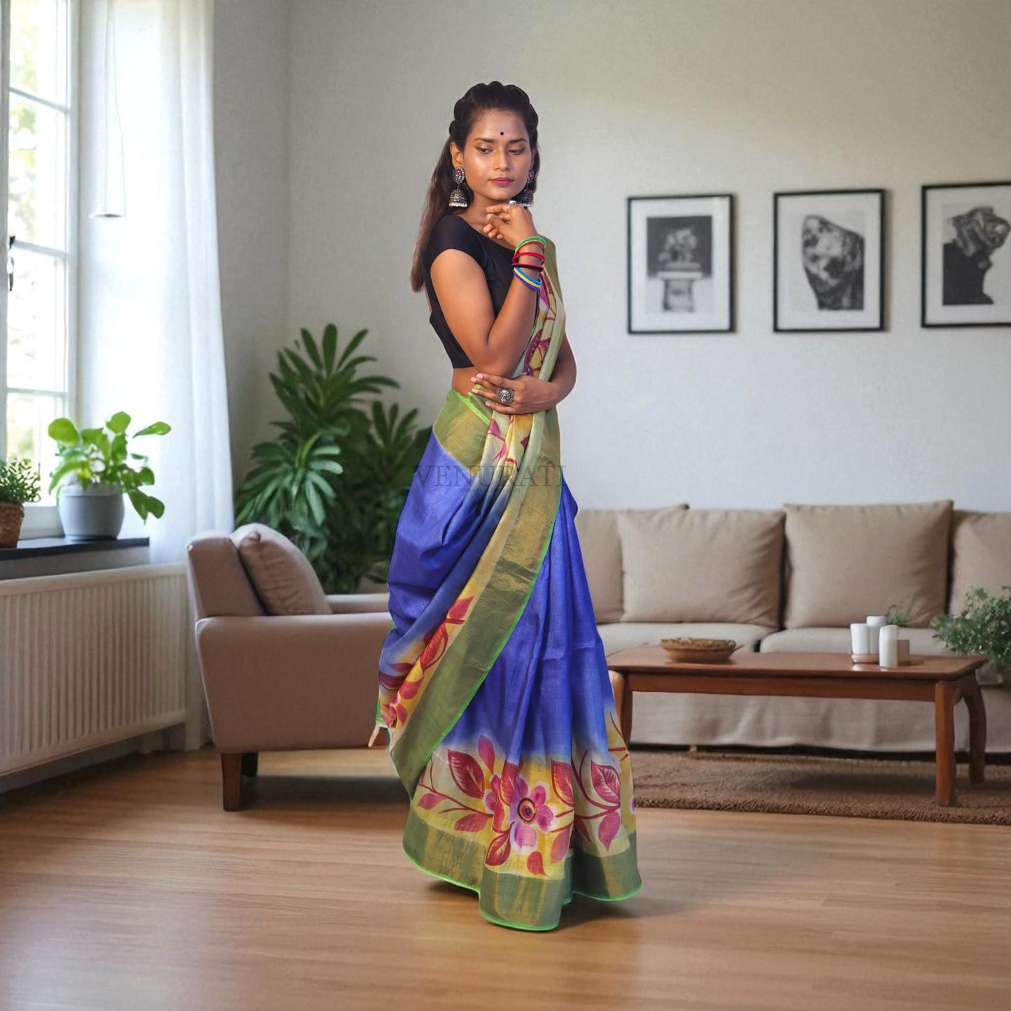 Silk Saree With Blouse Piece, Authentic Zari Tussar Silk Saree with Silk mark Certificate, Hand Paint Silk Saree, Tassar Silk Sari for Women
