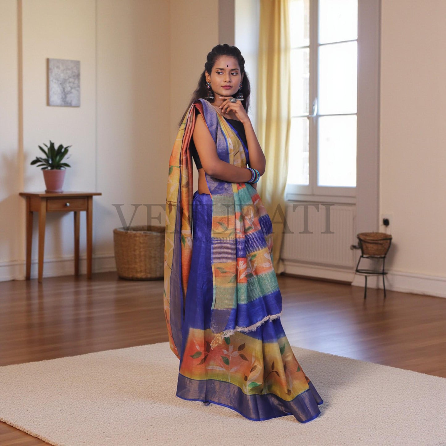 Pure Silk Saree With Blouse Piece, Authentic Zari Tussar Silk Saree with Silk mark, Hand Paint Silk Saree, Tassar Silk Sari for Women
