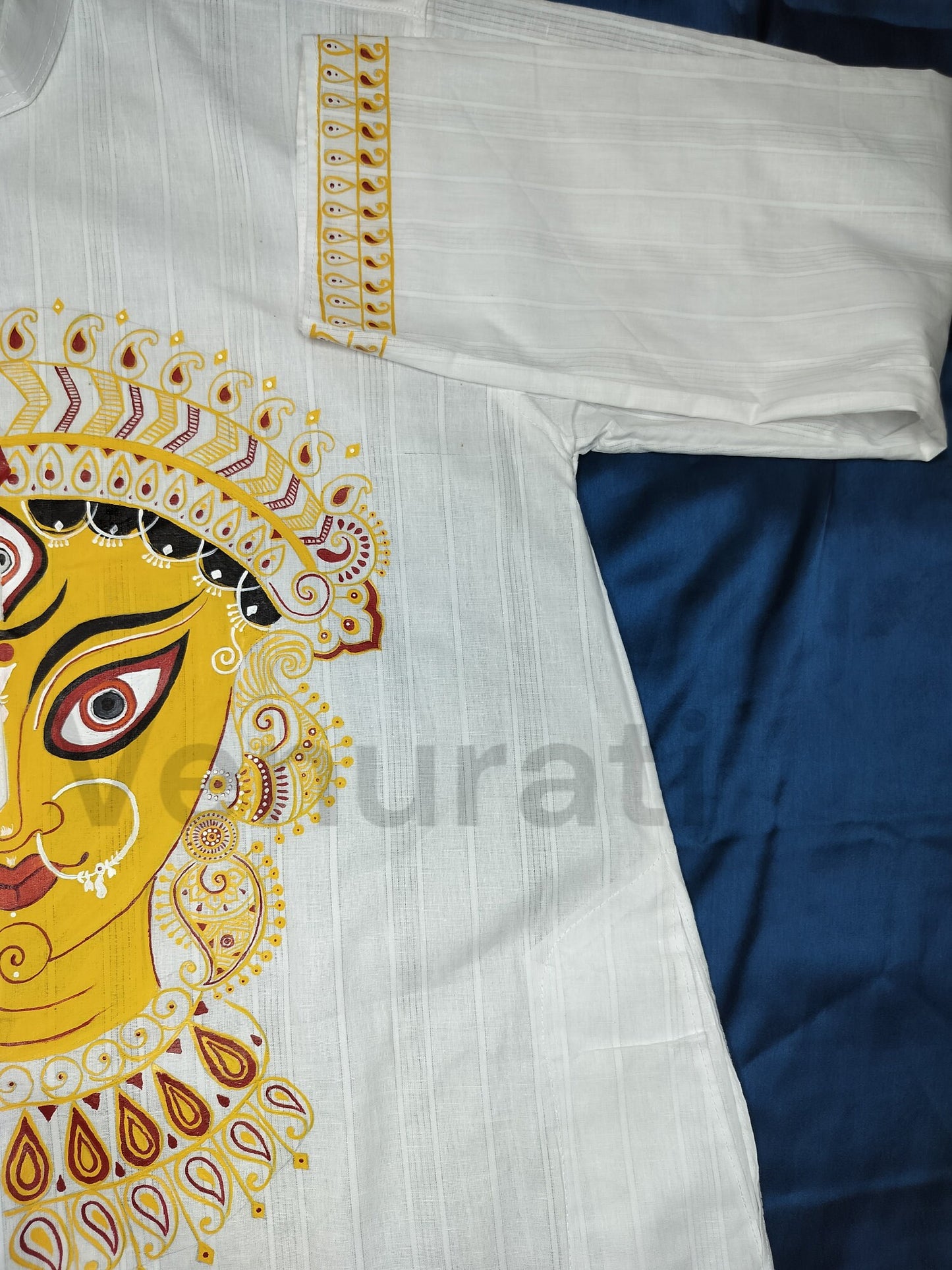 Hand painted Pure Cotton Kurta for Men's, Indian Style Men's Kurta, Handpaint Punjabi for Men's, Gift for Boyfriend