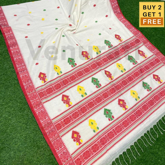 Exquisite Mercerized Cotton Jamdani Saree Pure Cotton Saree Soft jamdani Saree Anniversary Gift Birthday Gift for Indian Wife