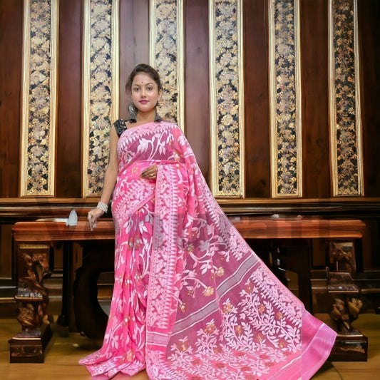 Authentic Dhakai Jamdani Saree Floral Work Jamdani Saree Soft and Comfortable Dhakai Saree Handloom Jamdani Sari from Bengal