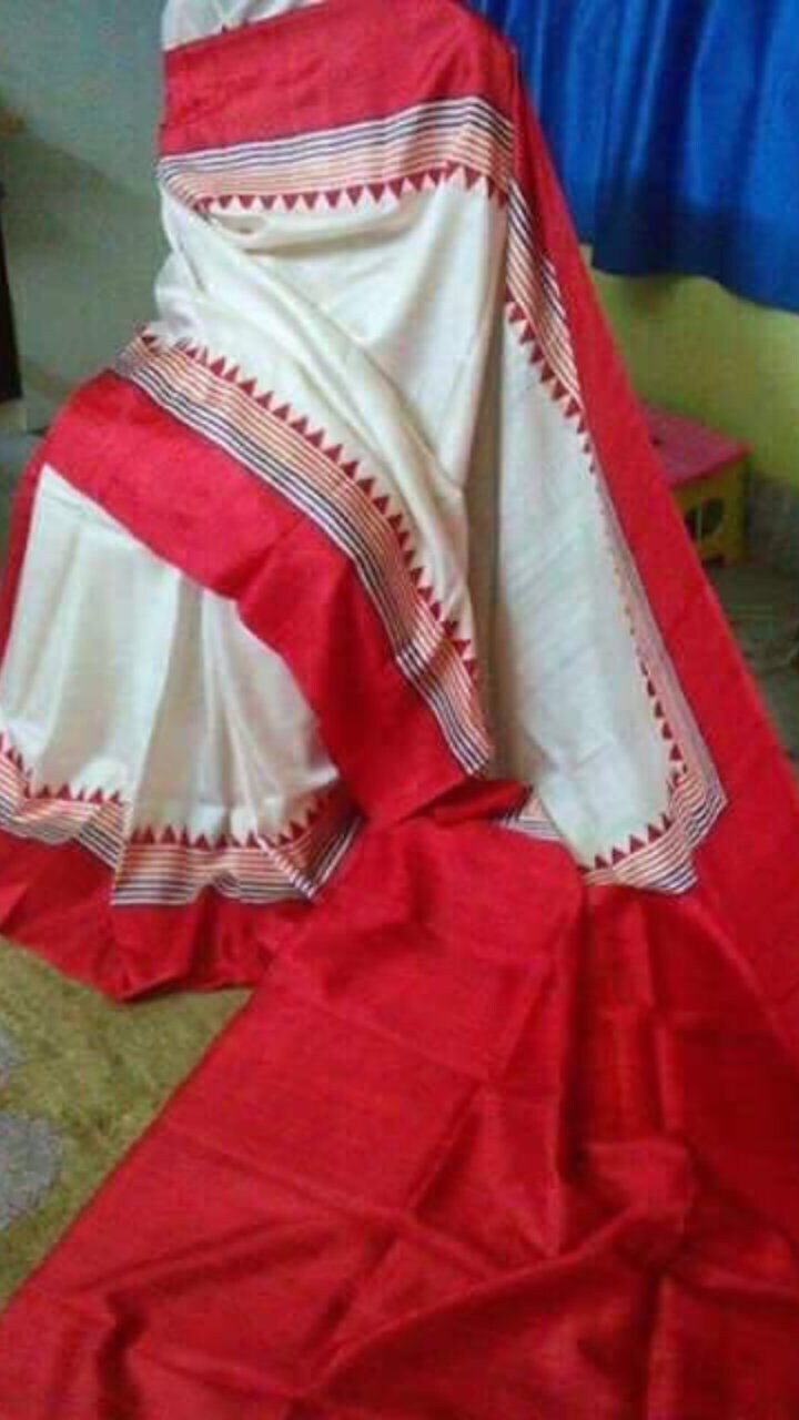Authentic Murshidabad Silk Saree Designer Block Print Pure Handloom Soft Murshidabadi Silk Sari With Blouse Piece | Gift For Durga Puja