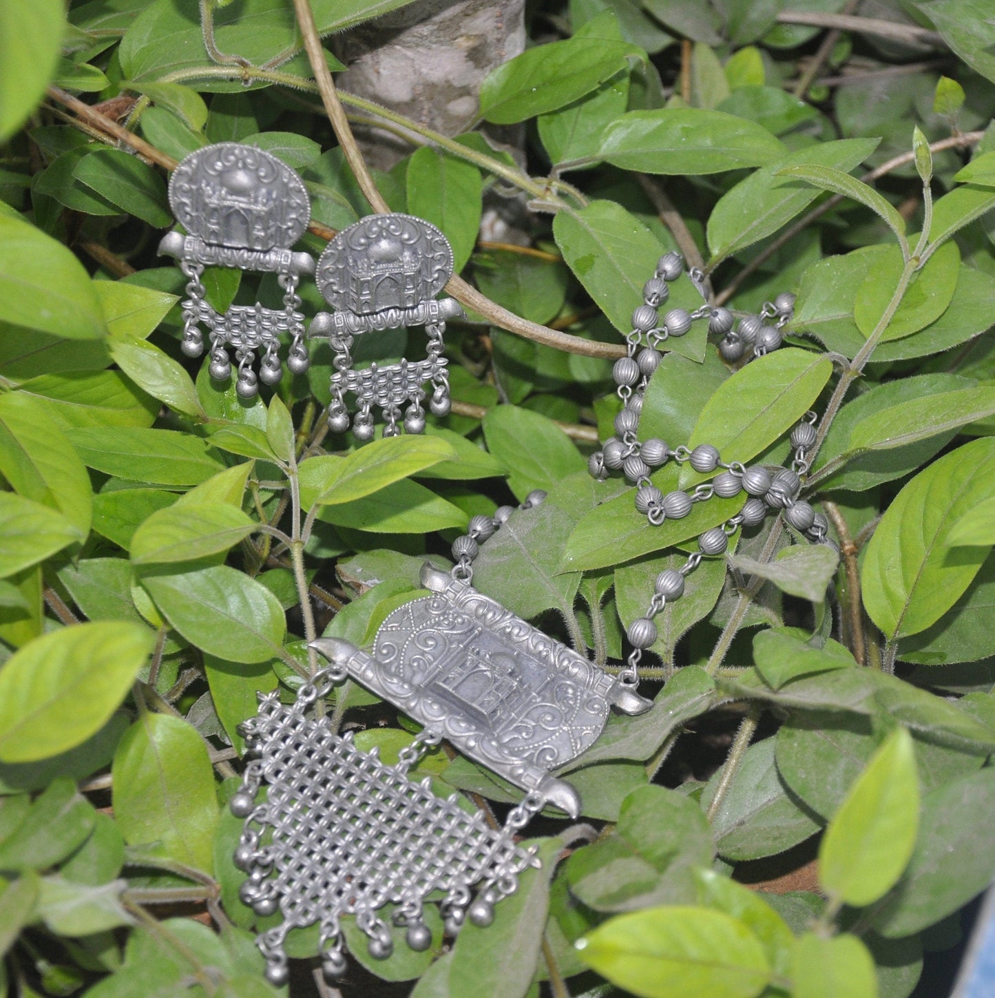 Taj Mahal Black Polish  Long Necklace Set, Mother Day Gift