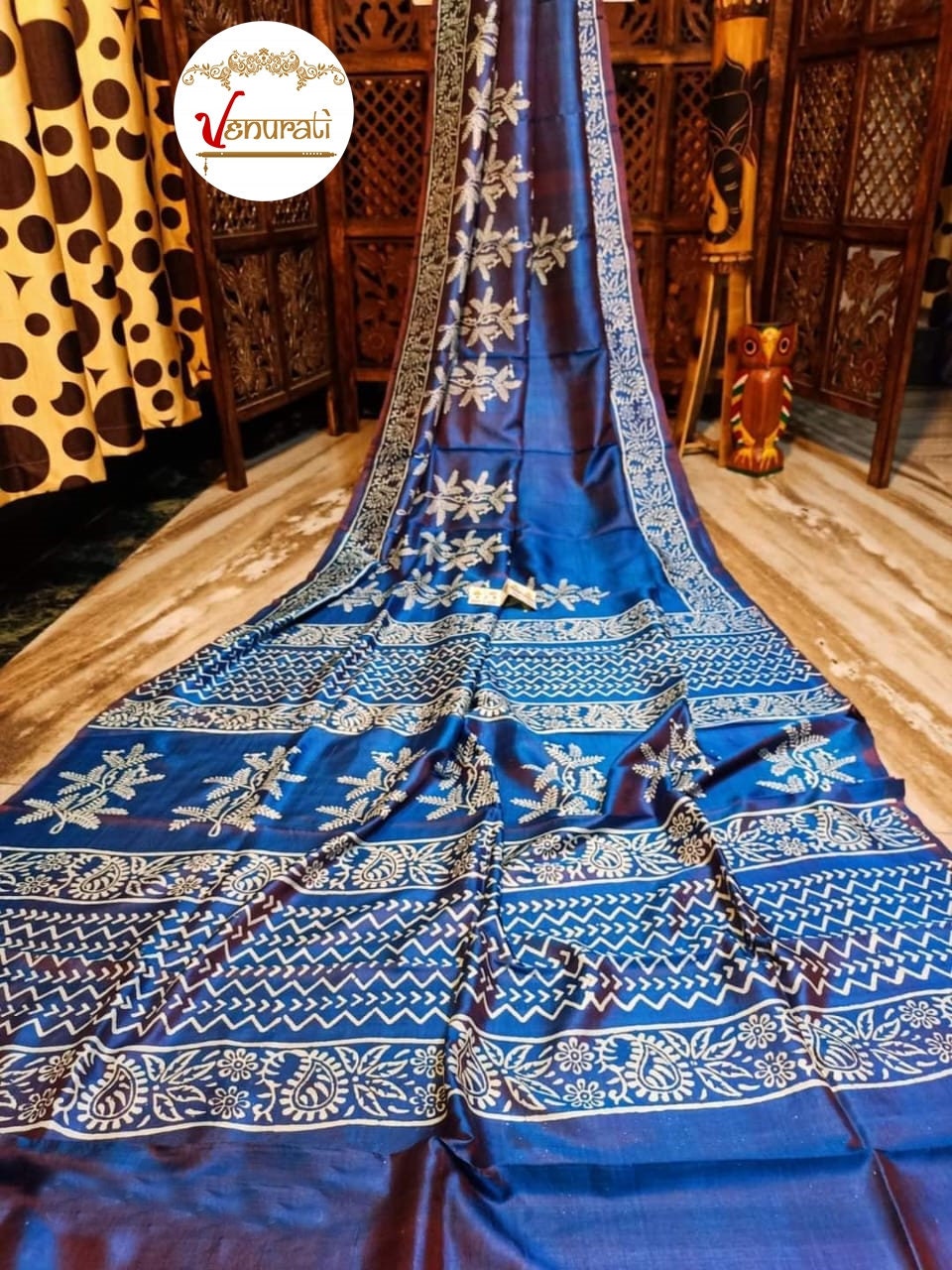 Authentic Bishnupuri Silk Saree Block Print Dual Tone Katan Silk Saree With Silk Mark Silk Saree With Blouse Piece