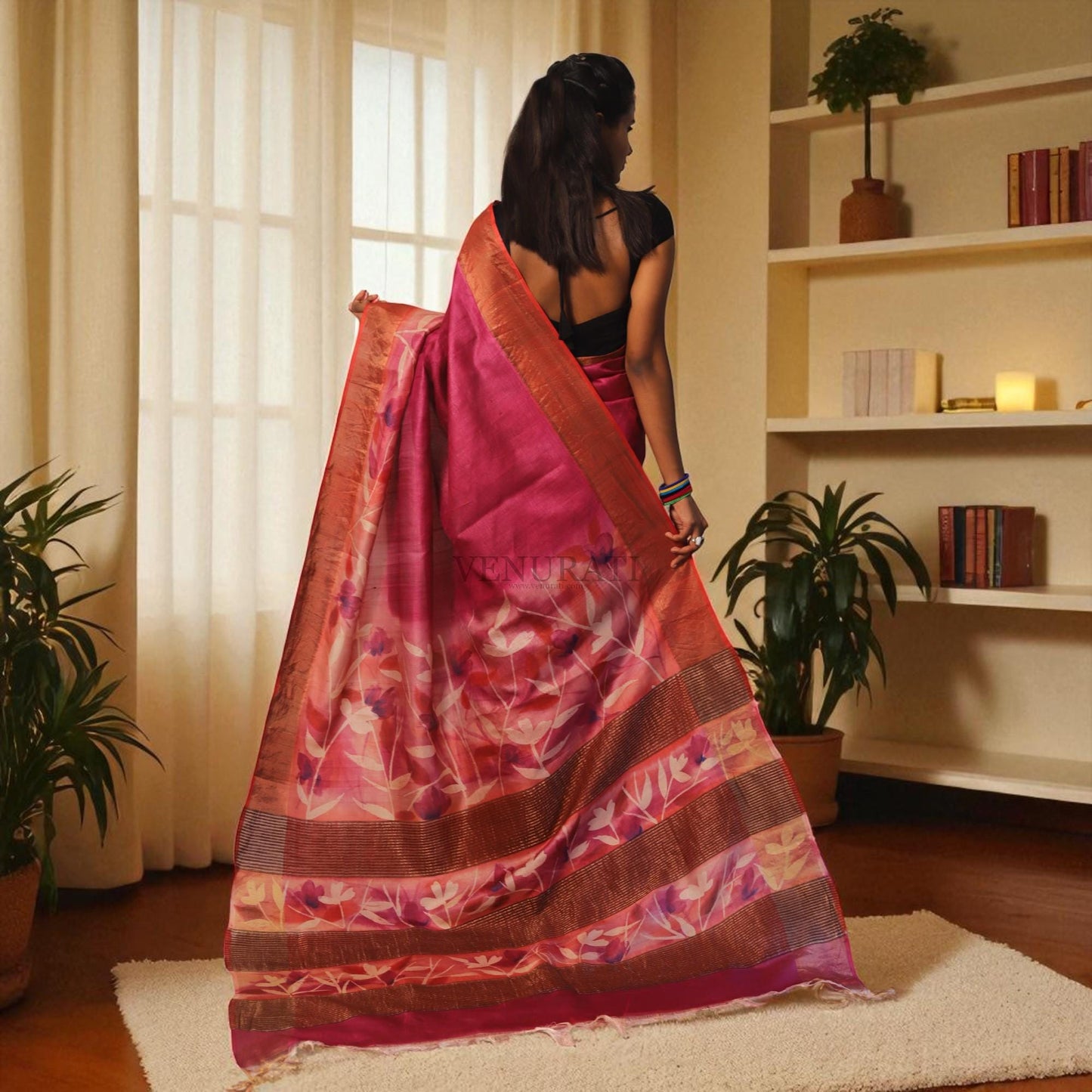 Silk Saree With Blouse Piece, Authentic Zari Tussar Silk Saree with Silk mark Certificate, Hand Paint Silk Saree, Tassar Silk Sari for Women